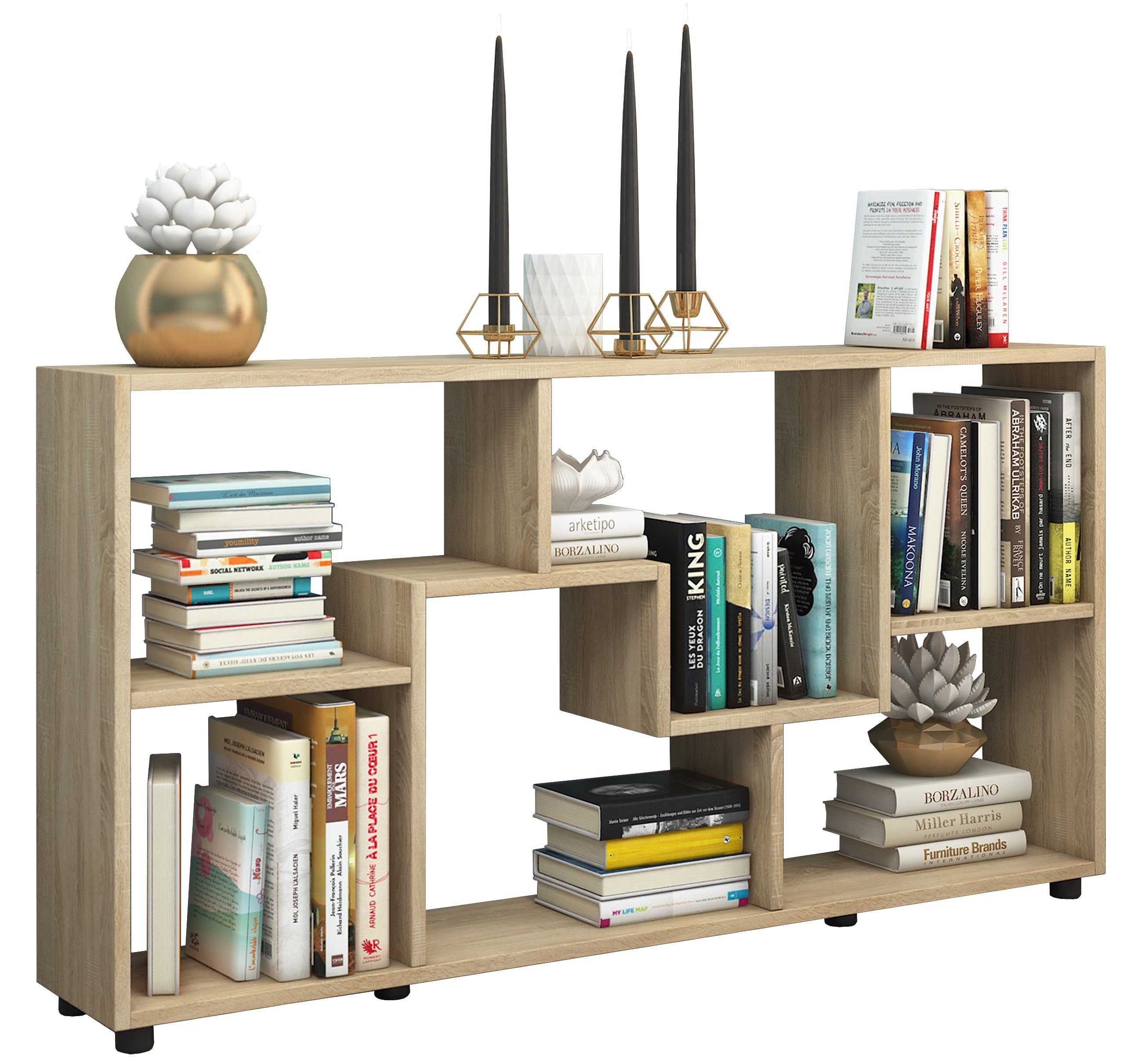 VCM Kommode Pintal B. 62 x T. 20 x H. 117 cm, 6 Fächer, Design-Anrichte, viel Stauraum