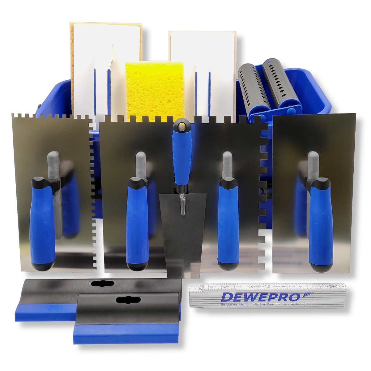 DEWEPRO Fliesenrollenwasch-Set DEWEPRO Profi Fliesenleger Waschset 15-teilig 20l Box Werkzeug Zubehö, (15-tlg., DEWEPRO Profi Fliesenleger Waschset 15-teilig 20l Box Werkzeug Zubehör)