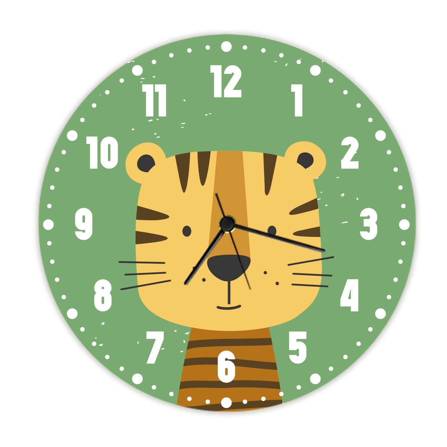 GRAVURZEILE Wanduhr für Kinder - im Tiger Design - mit UV Druck -