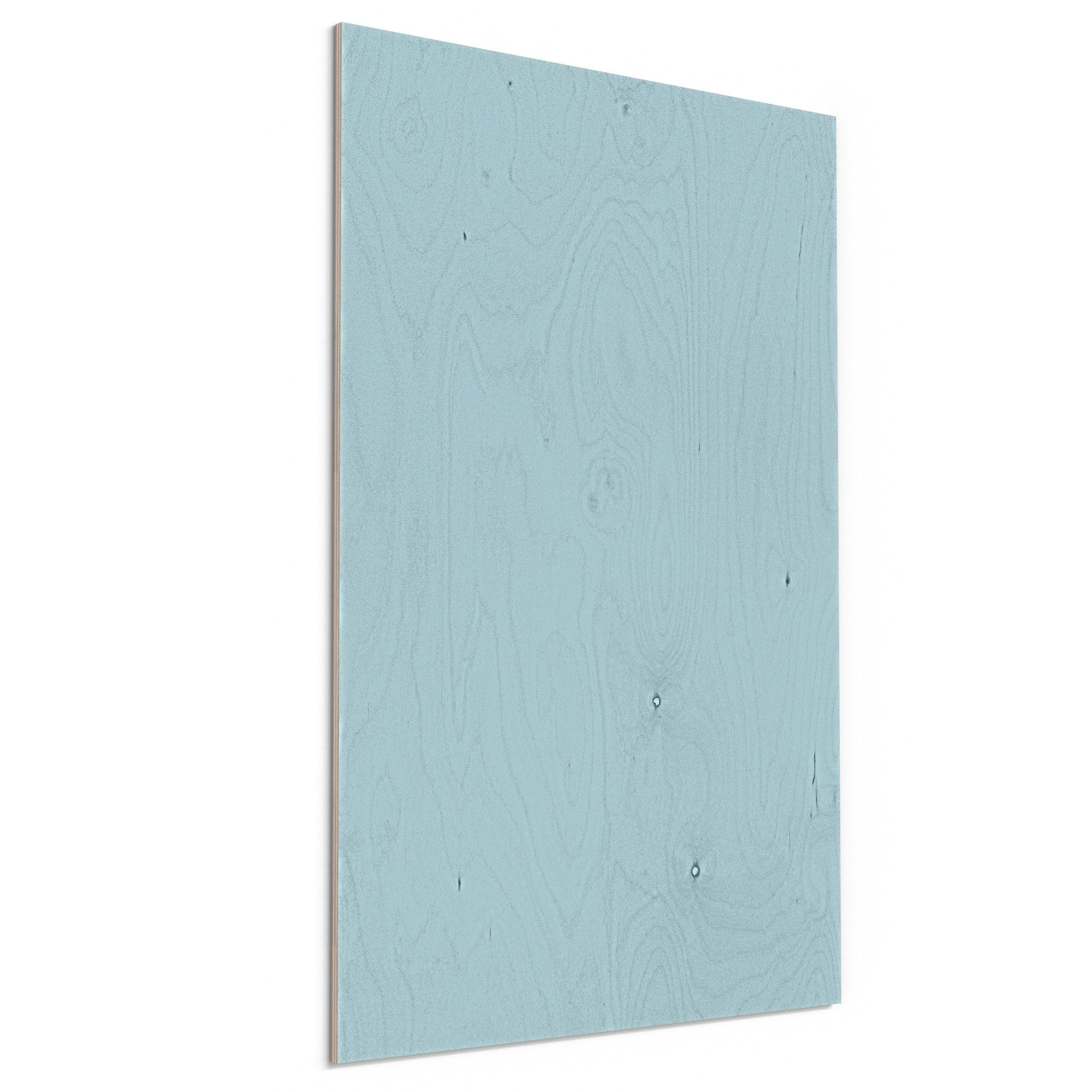 DEQORI Holzbild 'Pastellfarben - Cyan', Bild auf Holz natürliches Wandbild Kunstdruck modern Wohnzimmer Design