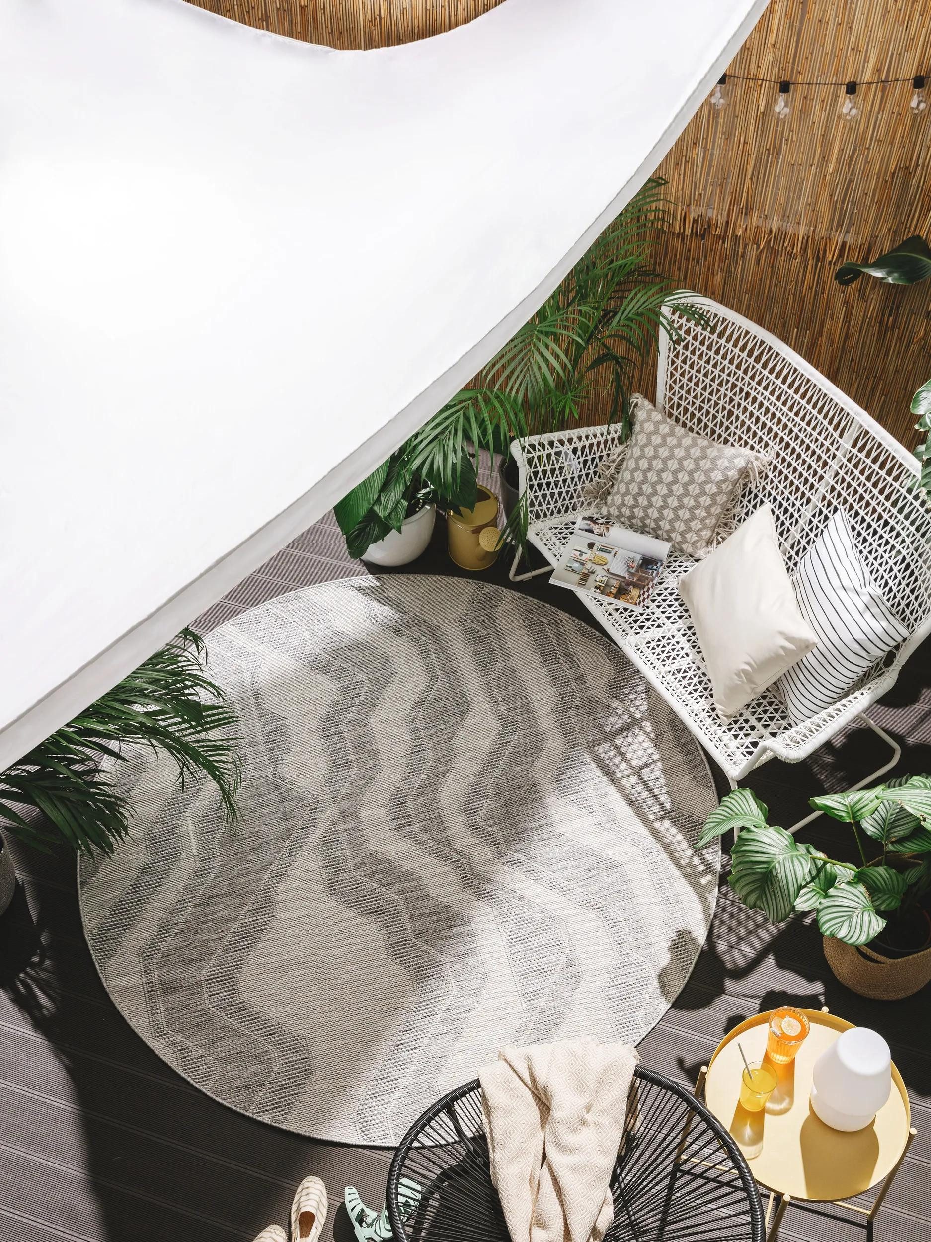 benuta Outdoorteppich Bronco, rund, Höhe: 5 mm, Kunstfaser, Berber, Ethno-Style, Wohnzimmer
