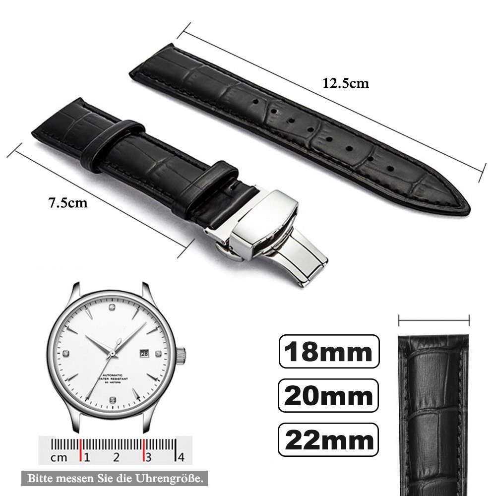 BTTO Uhrenarmband Leder Uhrenarmband Erhältlich, 18mm/20 günstig online kaufen