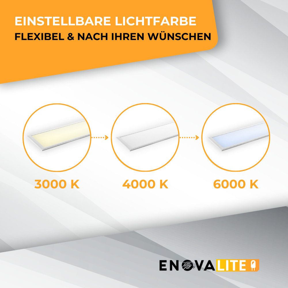 ENOVALITE LED Rasterleuchte ENOVALITE LED Panel 36 W 3000 K, 4000 K, 6000 K, LED fest integriert, Farbwechsler