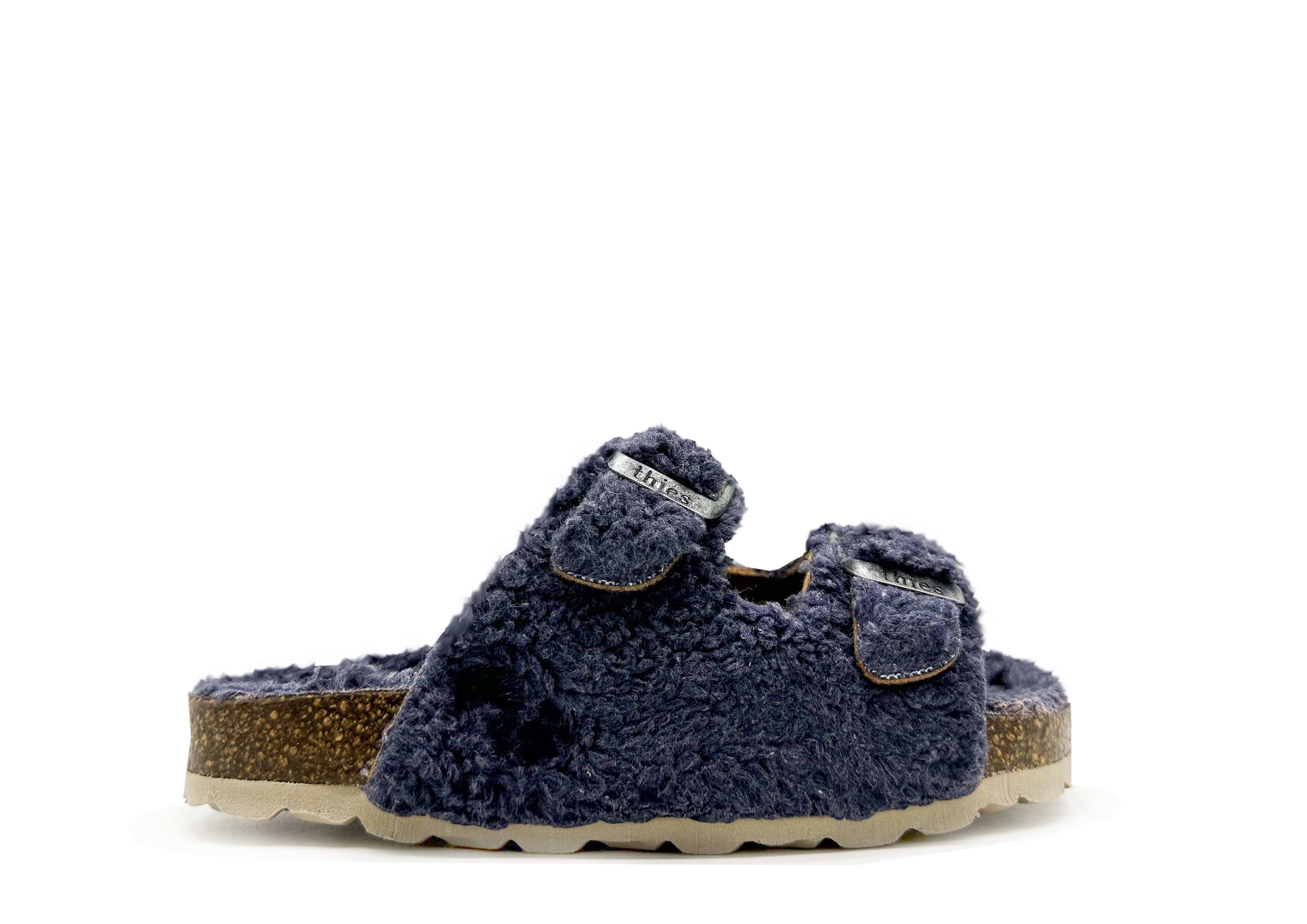 Sandal Sandale Organic Teddy grey 1856 blue Kids ® thies