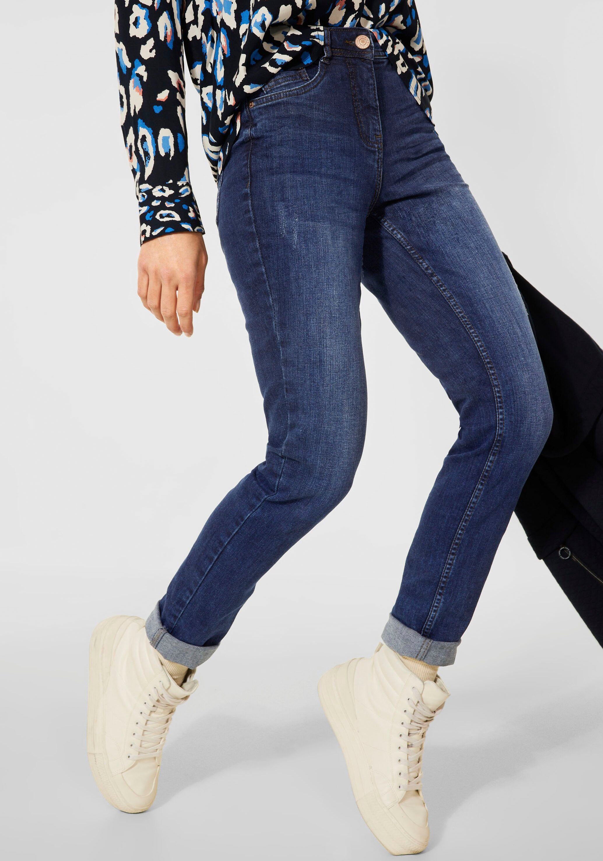 Cecil High-waist-Jeans Style Toronto mit Crinkle-Effekt
