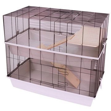 PETGARD Kleintierkäfig Mäuse- und Hamsterkäfig CARLOS, Nagerkäfig mit 2 Etagen und 7 mm Verdrahtung