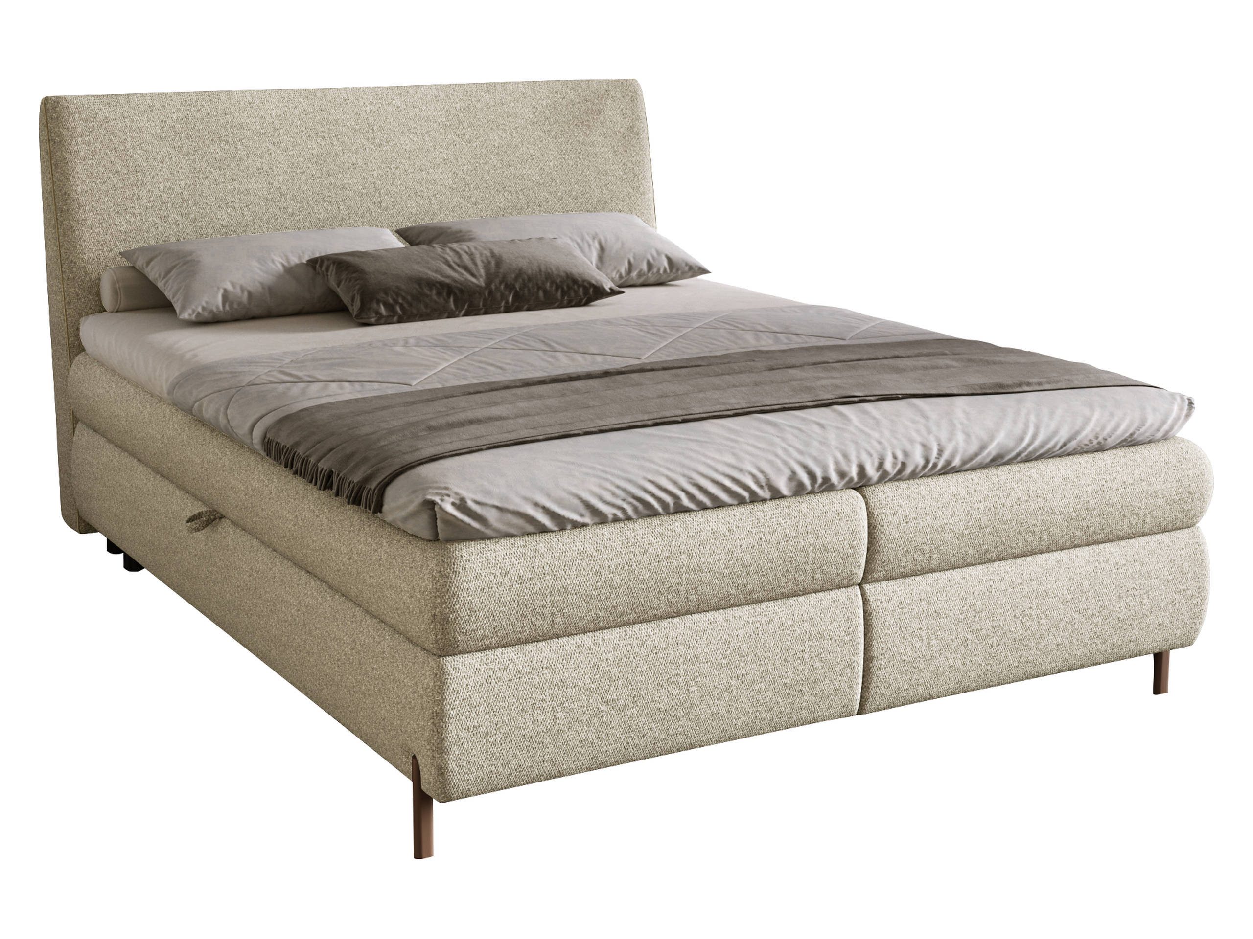 MIRJAN24 Boxspringbett Evia (mit zwei Bettkästen für die Bettwäsche), Polsterkopfteil, Härtegrad: H3, Topper