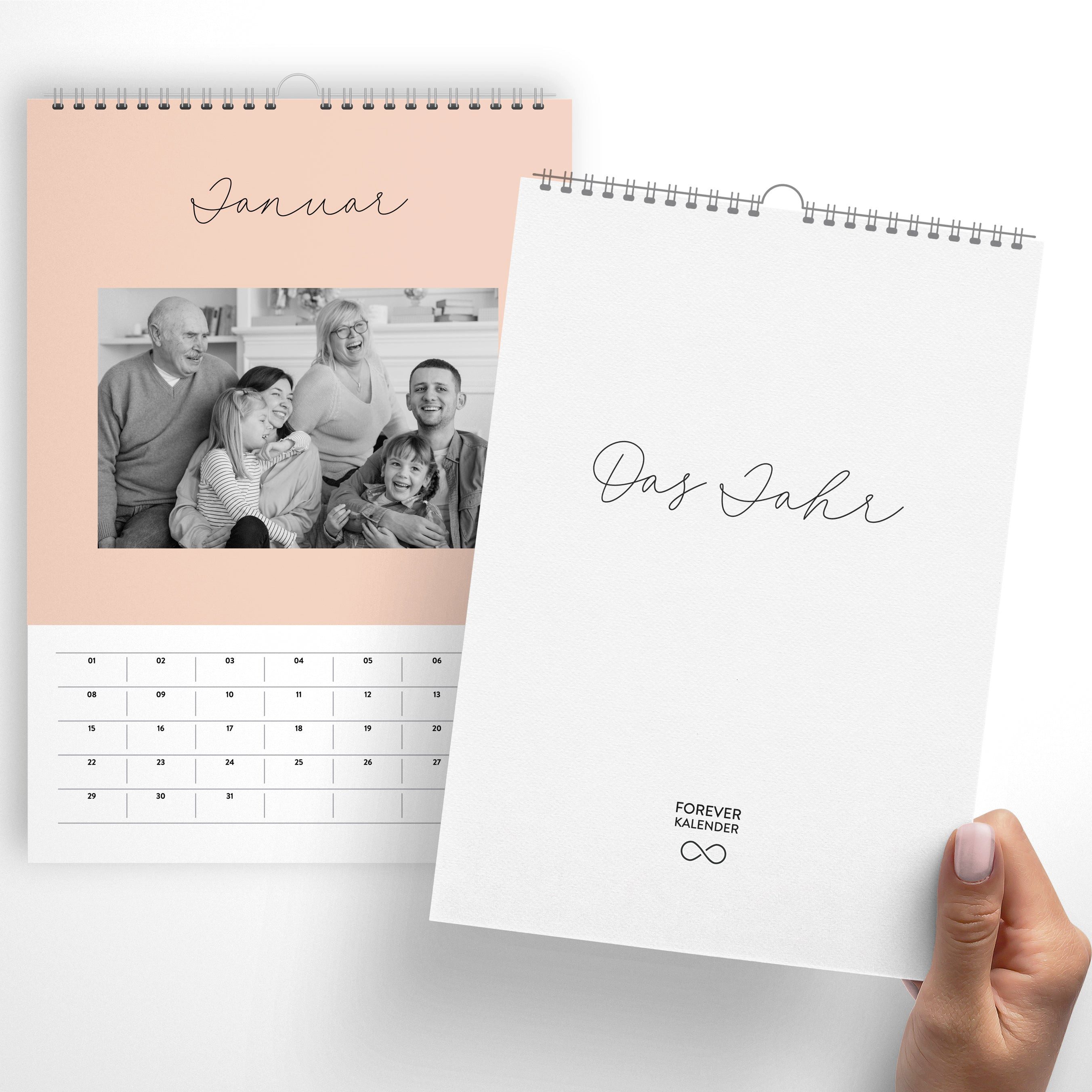 heaven+paper Familienkalender Fotokalender DIN A4 COZY immerwährend, Wandkalender mit Spiralbindung, Hergestellt in Deutschland