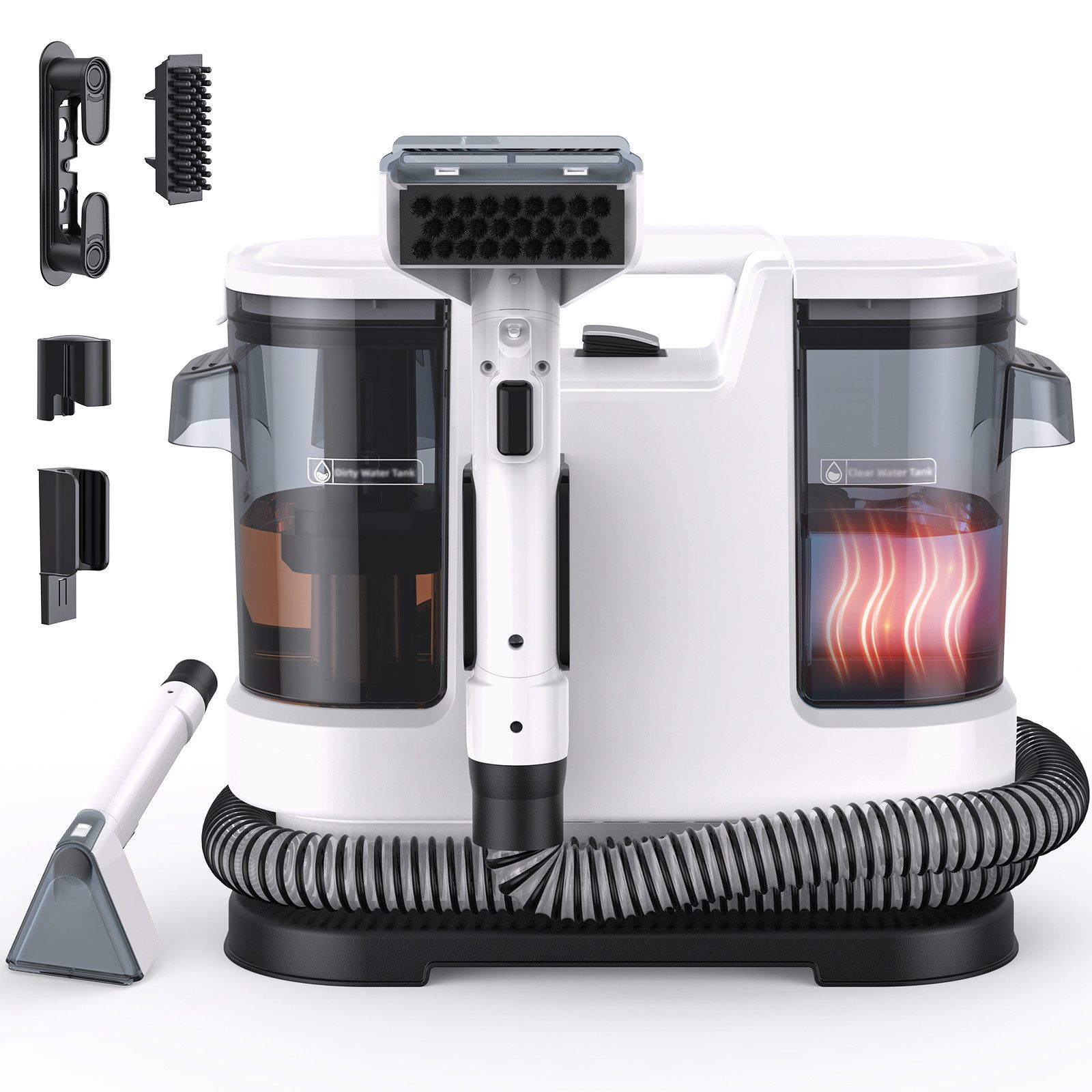 lubluelu Teppichreinigungsgerät V8 Teppichreiniger Waschsauger mit Heizfunktion Fleckenreiniger, 1400 W, beutellos, mit 15000pa Saugkraft, für Sofas, Teppiche und Autositze