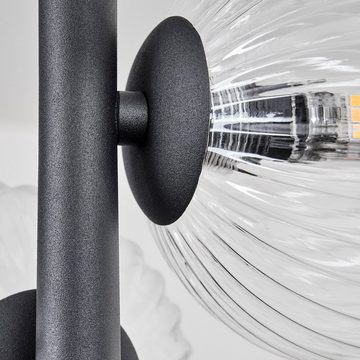 hofstein Deckenleuchte Deckenlampe aus Metall/Riffelglas in Schwarz/Klar, ohne Leuchtmittel, Leuchte mit Schirmen aus Glas (12 cm), 8 x G9, ohne Leuchtmittel