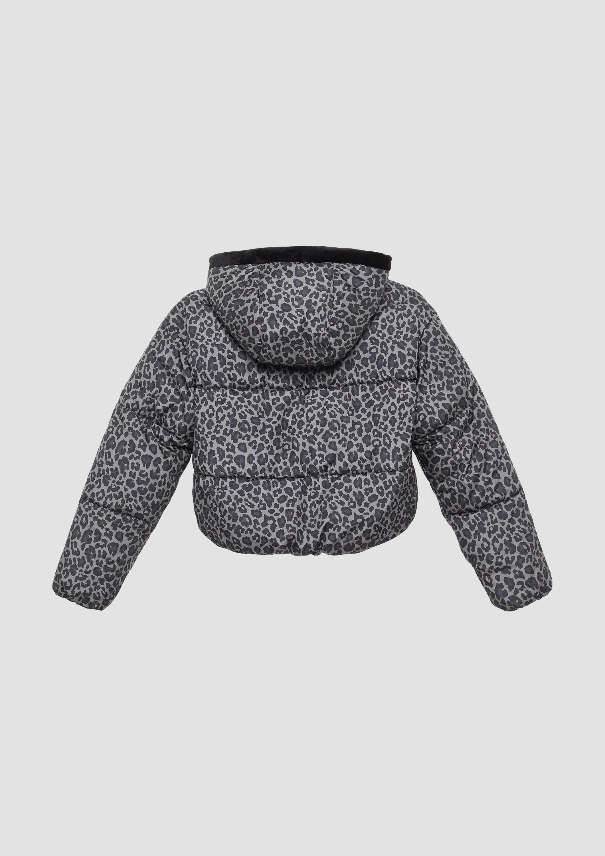 s.Oliver Funktionsjacke Outdoor-Jacke Steppjacke mit Leo-Print und samtigem Fleecefutter