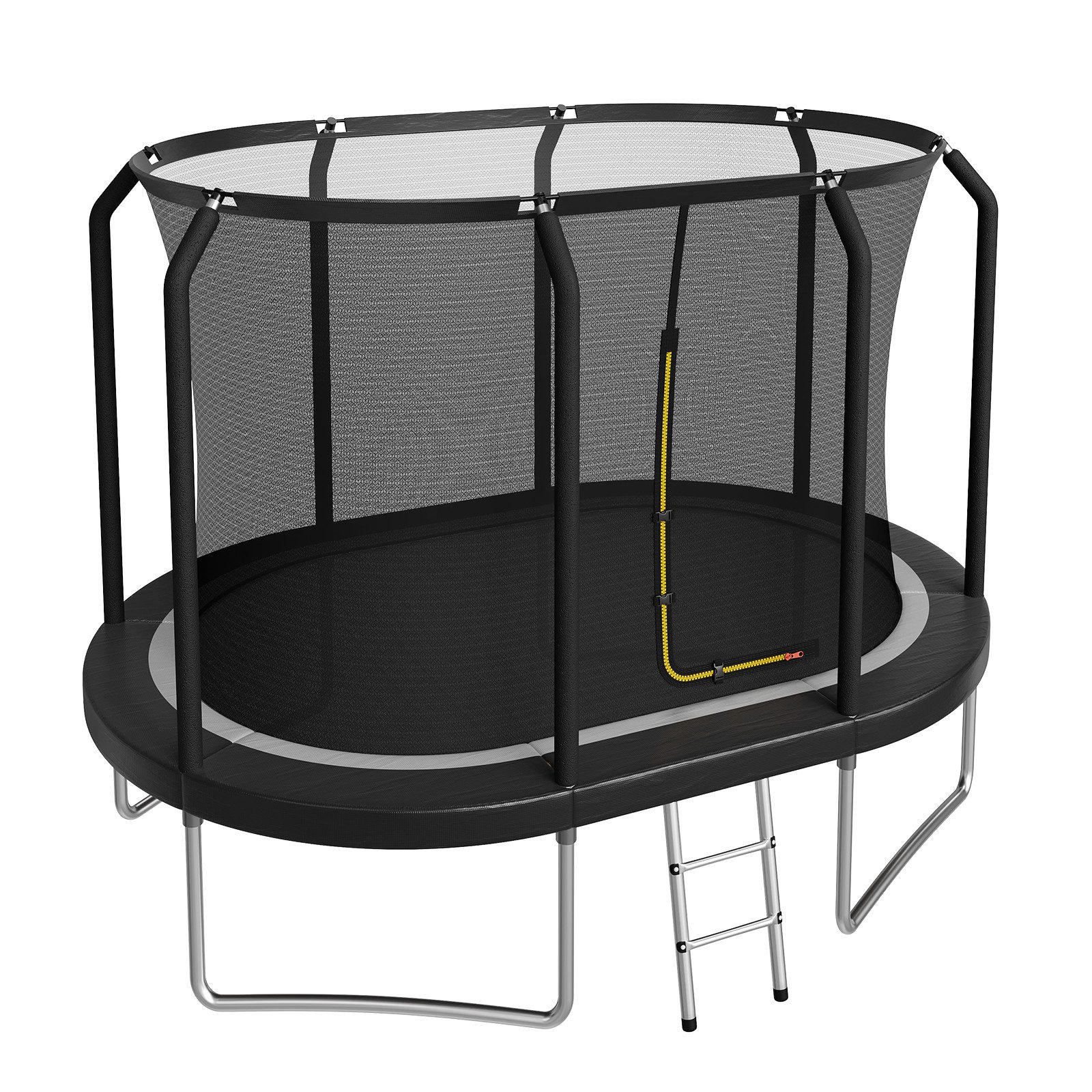 GUNJI Gartentrampolin Outdoor-Trampolin Ovales Trampolin 305/366 cm, Ø 305 cm, (Ausgestattet mit Sicherheitsnetz, Schutzpolsterung und Leiter; maximale Tragkraft 150 kg)