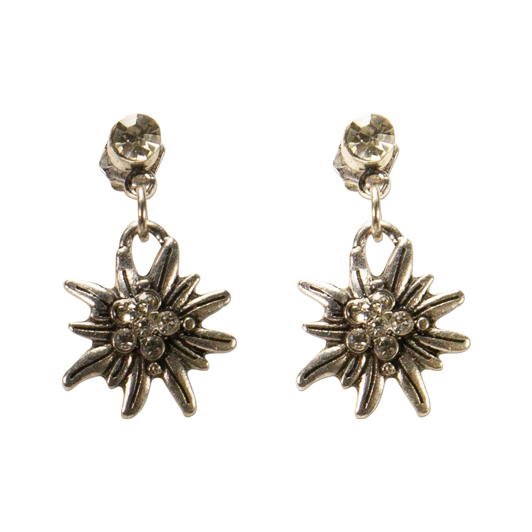 Alpenflüstern Ketten-Set Trachtenschmuck-Set Perlen-Trachtenkette, Trachten-Armband und Trachten-Ohrhänger Strass-Edelweiss (creme-weiß), - Damen-Trachten-Schmu – Bild 5 von 5