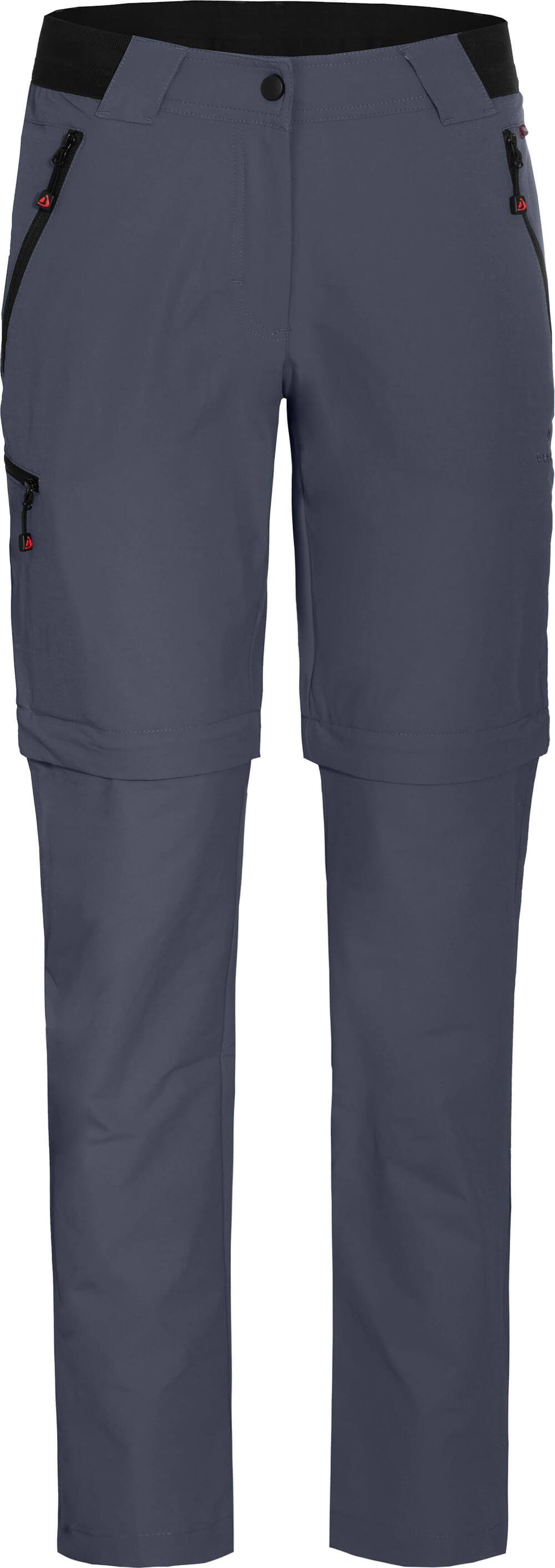 Bergson Zip-off-Hose VIDAA COMFORT Zipp-Off Damen Wanderhose, leicht, strapazierfähig, Kurzgrößen, grau/blau