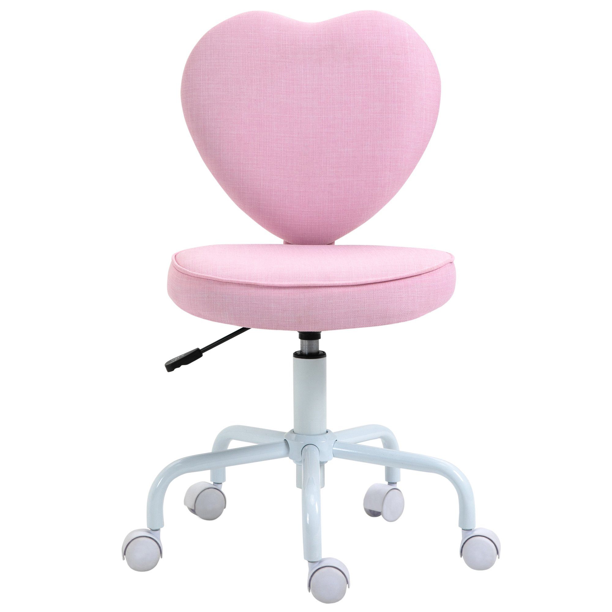 HOMCOM Bürostuhl Bürostuhl (Computerstuhl, 1 St), Stuhl Drehstuhl Sitzhöhenverstellung niedlich Rosa Leinenstoff | Drehstühle