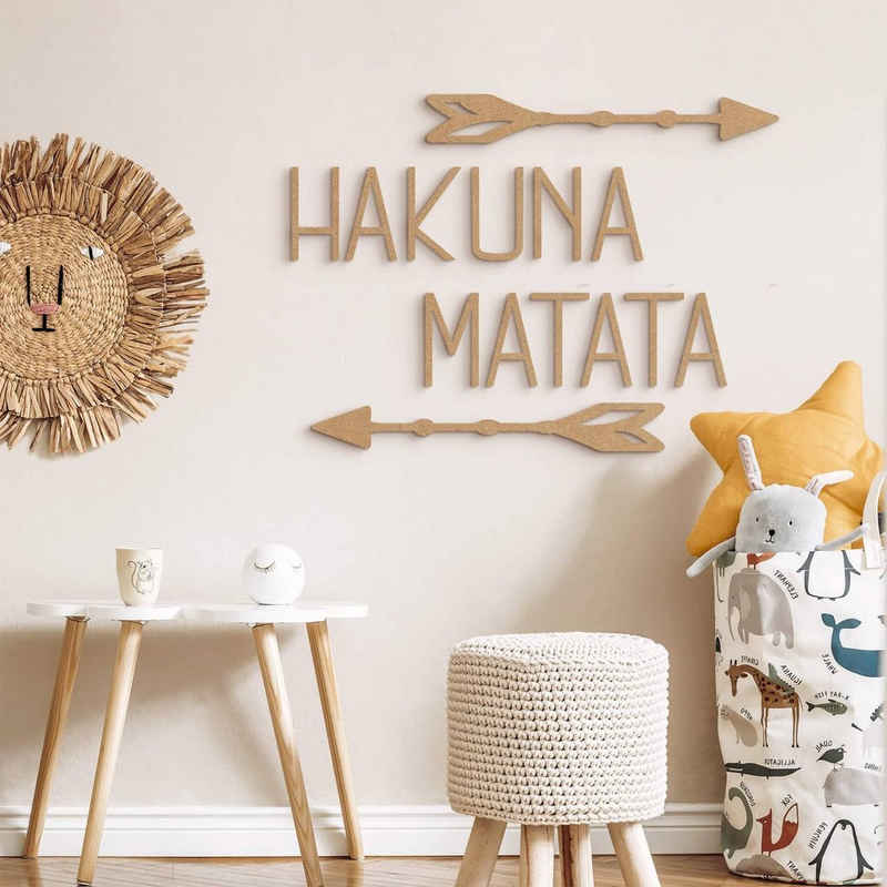 K&L Wall Art Holzbild Hakuna Matata mit Pfeilen Holzposter Deko Buchstaben