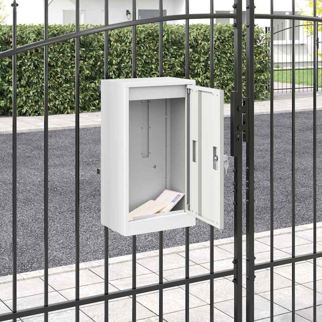 vidaXL Briefkasten Briefkasten mit Speicher mit Tür Weiß 30 x 20 x 55 cm Stahl (1-St)