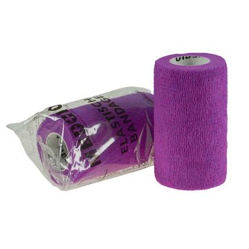 meDDio Pferdebandage Bandagierwatte + Verbandwatte 40cm + 12 Haftbandagen 10cm purple