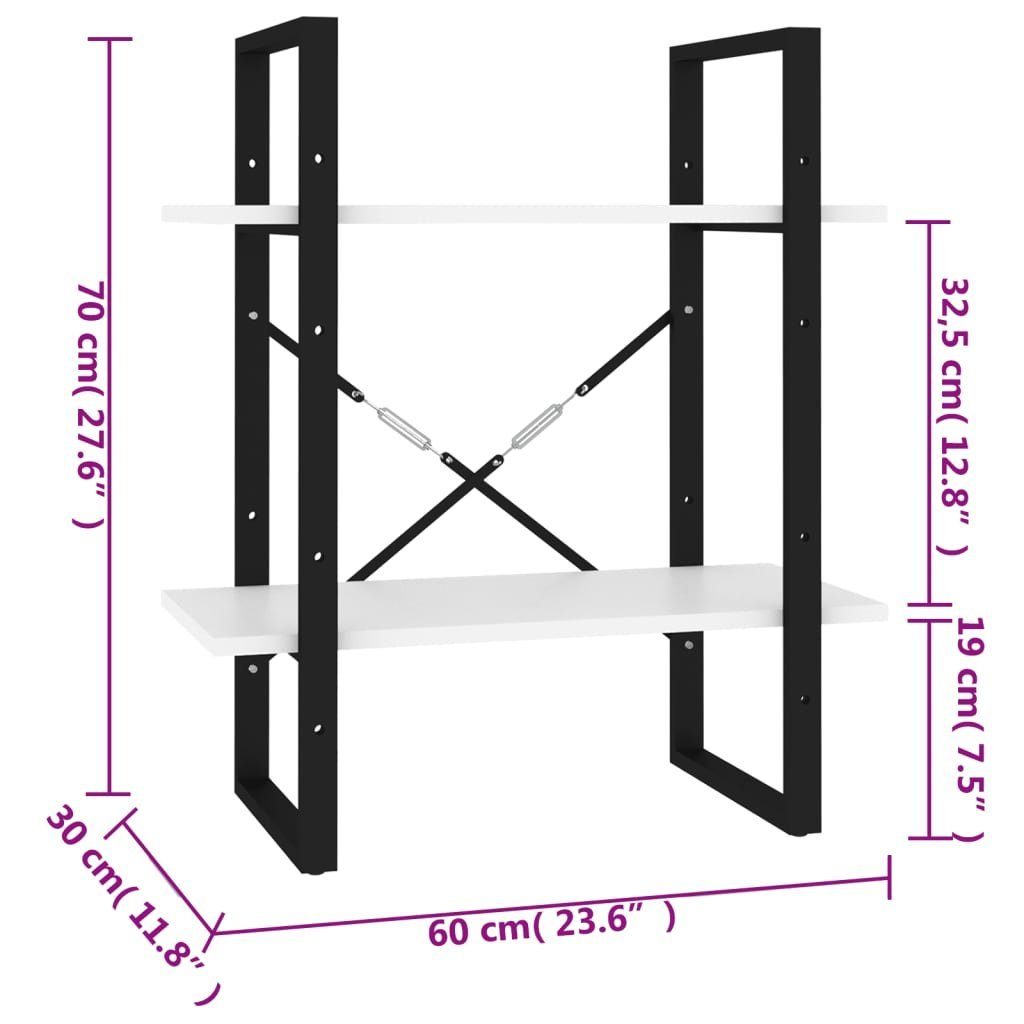 Holzwerkstoff cm Bücherregal Grau 2 Fächer furnicato 60x30x70