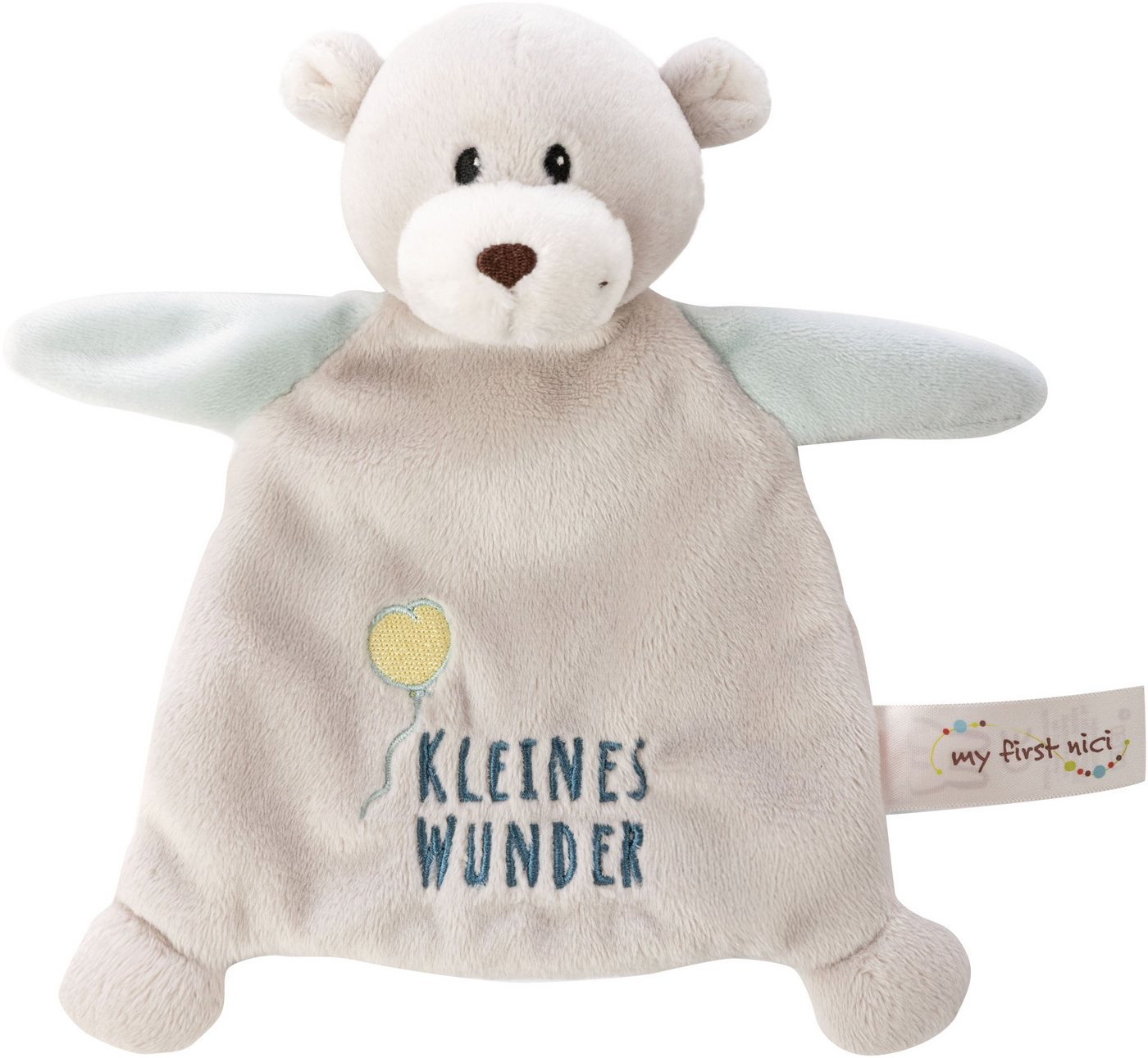 Nici Schmusetuch My First NICI, Bär Finni, Kleines Wunder, mit niedlicher Stickerei „Kleines Wunder“