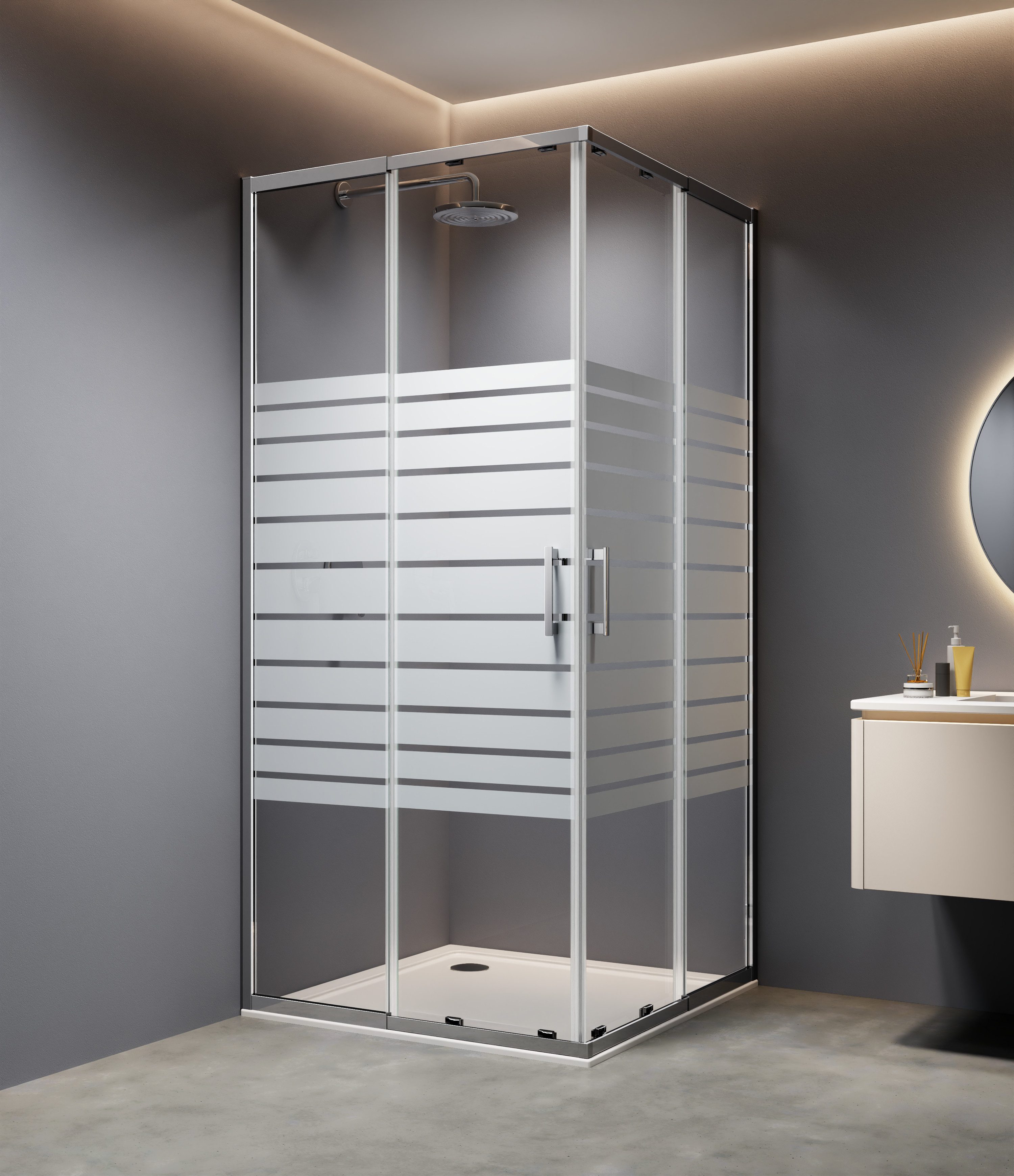 welltime Eckdusche Trento Slimline, BxT: 90x90 cm, Sicherheitsglas, Eckdusche mit Profil in schmalem Design