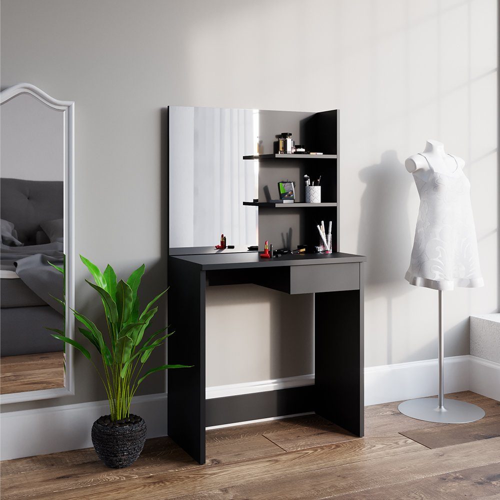 Schminktisch Dekos, Schwarz, 75 cm