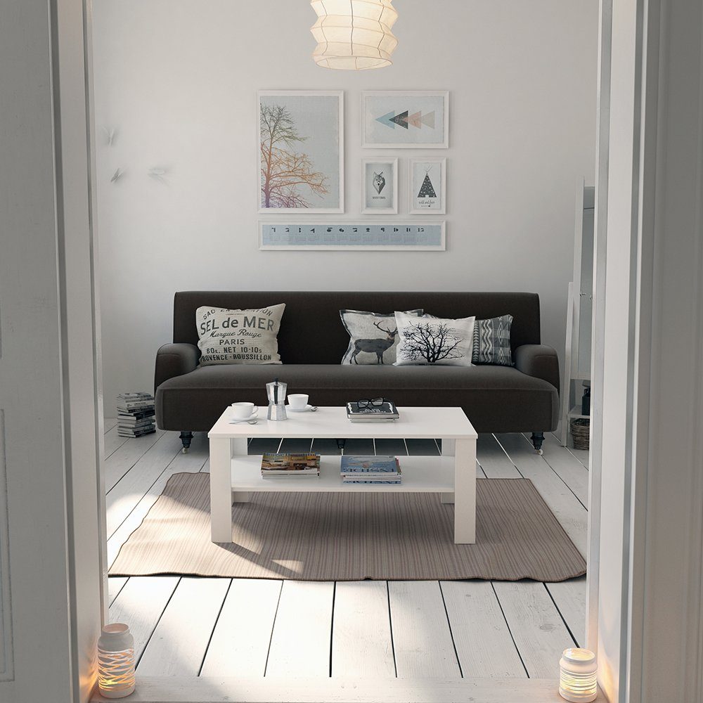 Vicco Couchtisch, Weiß, 100 x 60 cm, Kippbar günstig online kaufen