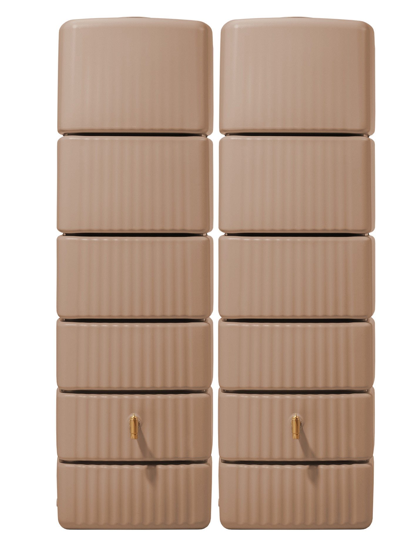 4rain Regentonne SLIM Wandtank SET 660 L, taupe, 2x Slim 330 L, inkl. Verbinder