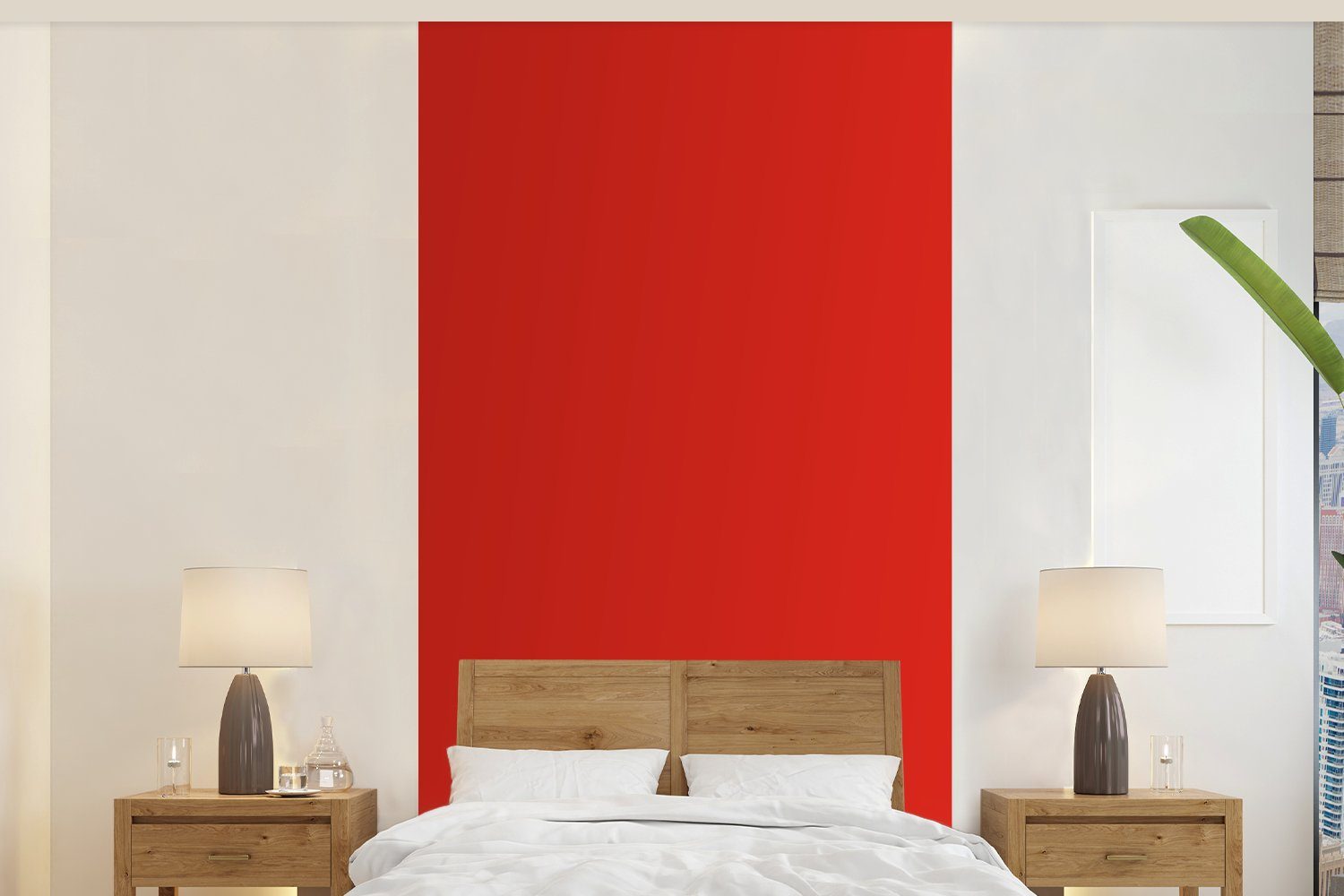 MuchoWow Fototapete Rot - Farbe - Einfarbig, Matt, bedruckt, (2 St), Vliestapete für Wohnzimmer Schlafzimmer Küche, Fototapete
