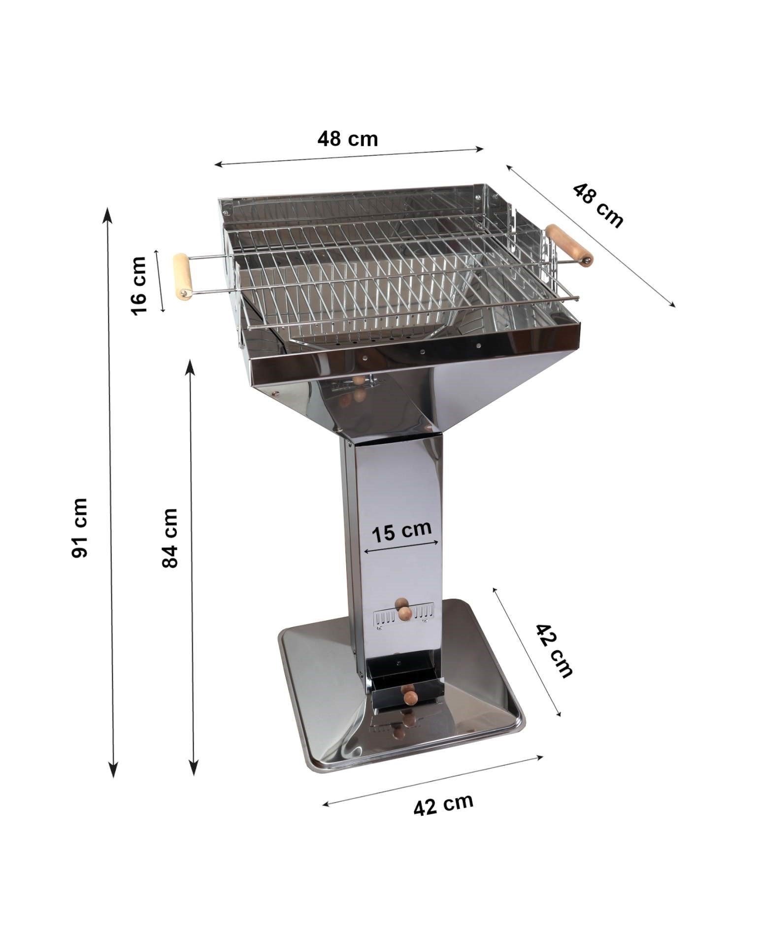 Kingsale Holzkohlegrill Holzkohlegrill Säulengrill Edelstahl, Gartengrill, Trichtergrill, Edelstahl