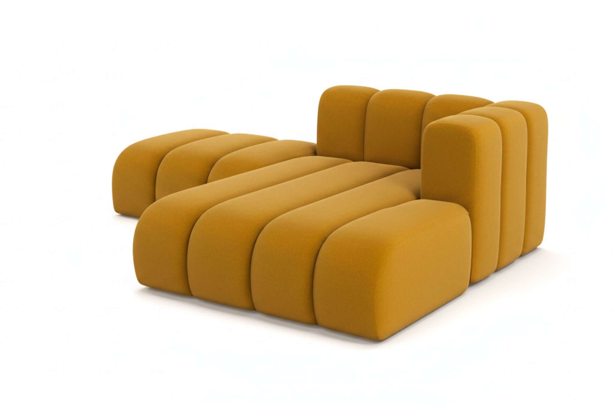 Kaiser Möbel Chaiselongue Grand mit Hocker aus Veloursstoff Salvador, Set (Chaiselongue + Hocker), abgerundete Form,modulares Möbelstück,pflegeleichter Veloursstoff