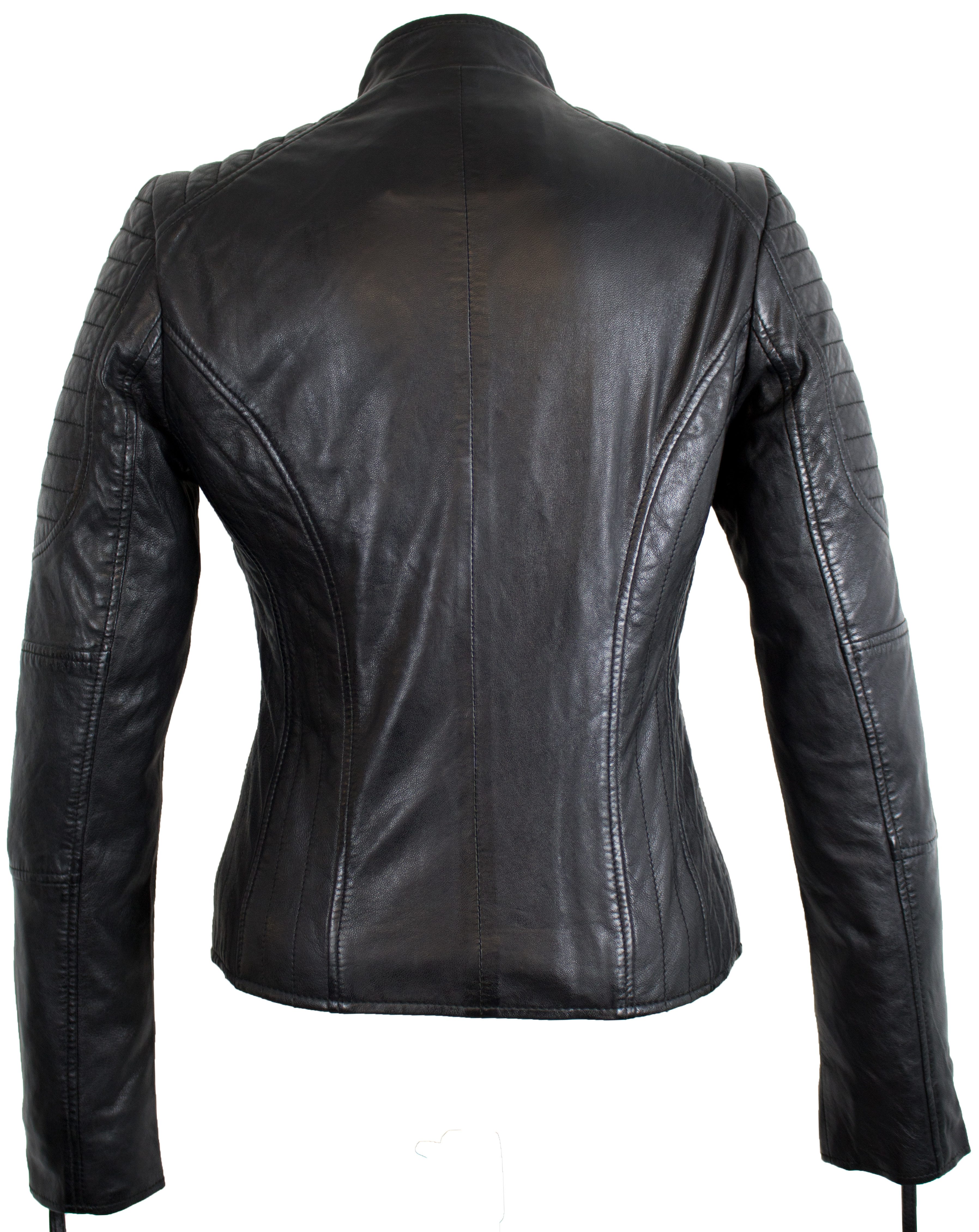 MDM Bikerjacke Damen Biker Lederjacke aus Lamm Nappa Leder Leichte Frauen Sommer Lederjacke – Bild 3 von 4