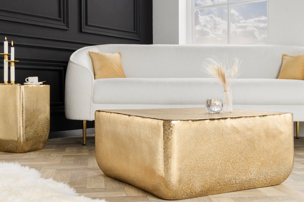 riess-ambiente Couchtisch UNIT 70cm gold (Einzelartikel, 1-St), Wohnzimmer · Metall · eckig · Handarbeit · Hammerschlag Design