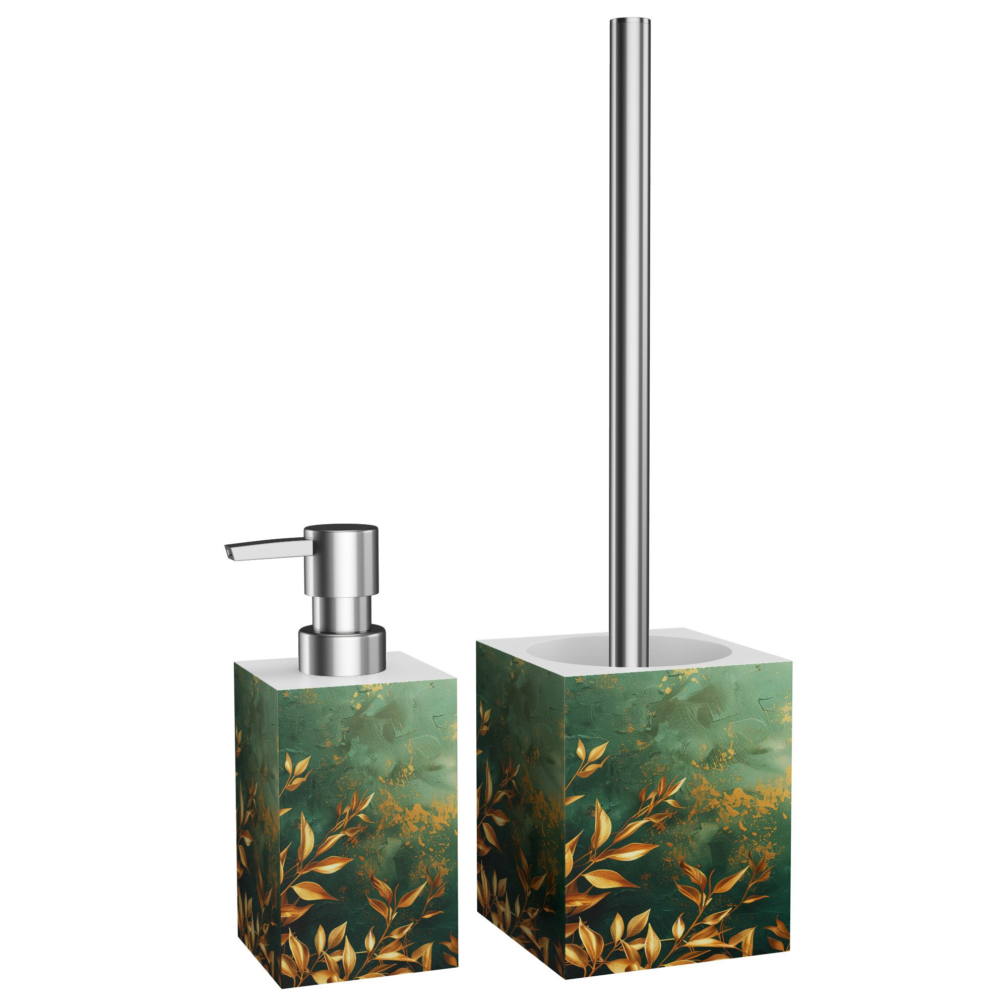 Sanilo Badaccessoire-Set mit Motiv, viele schöne Seifenspender und WC Bürsten zur Auswahl, Klobürste mit auswechselbaren Bürstenkopf, 2 tlg., 2-tlg., Desinfektionsspender mit stabiler Pumpe, hochwertig & modern