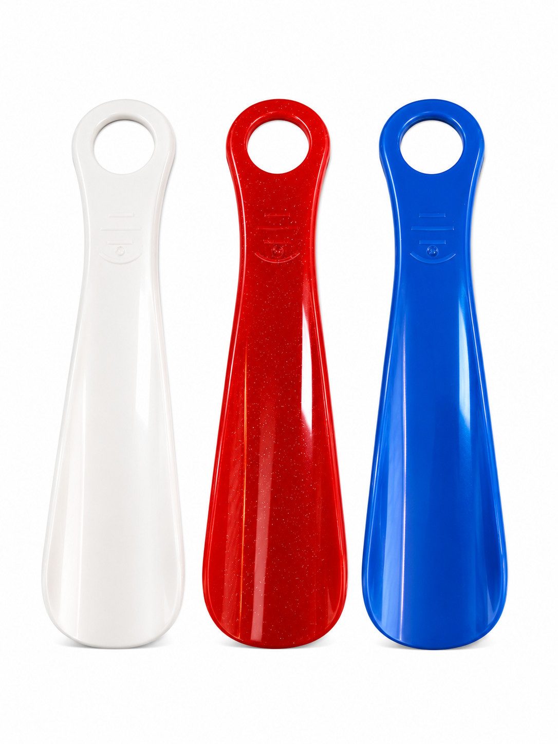 TelMo Schuhlöffel Set Rot, Blau, Weiss - Schuhlöffel Schuhanzieher aus Kunststoff