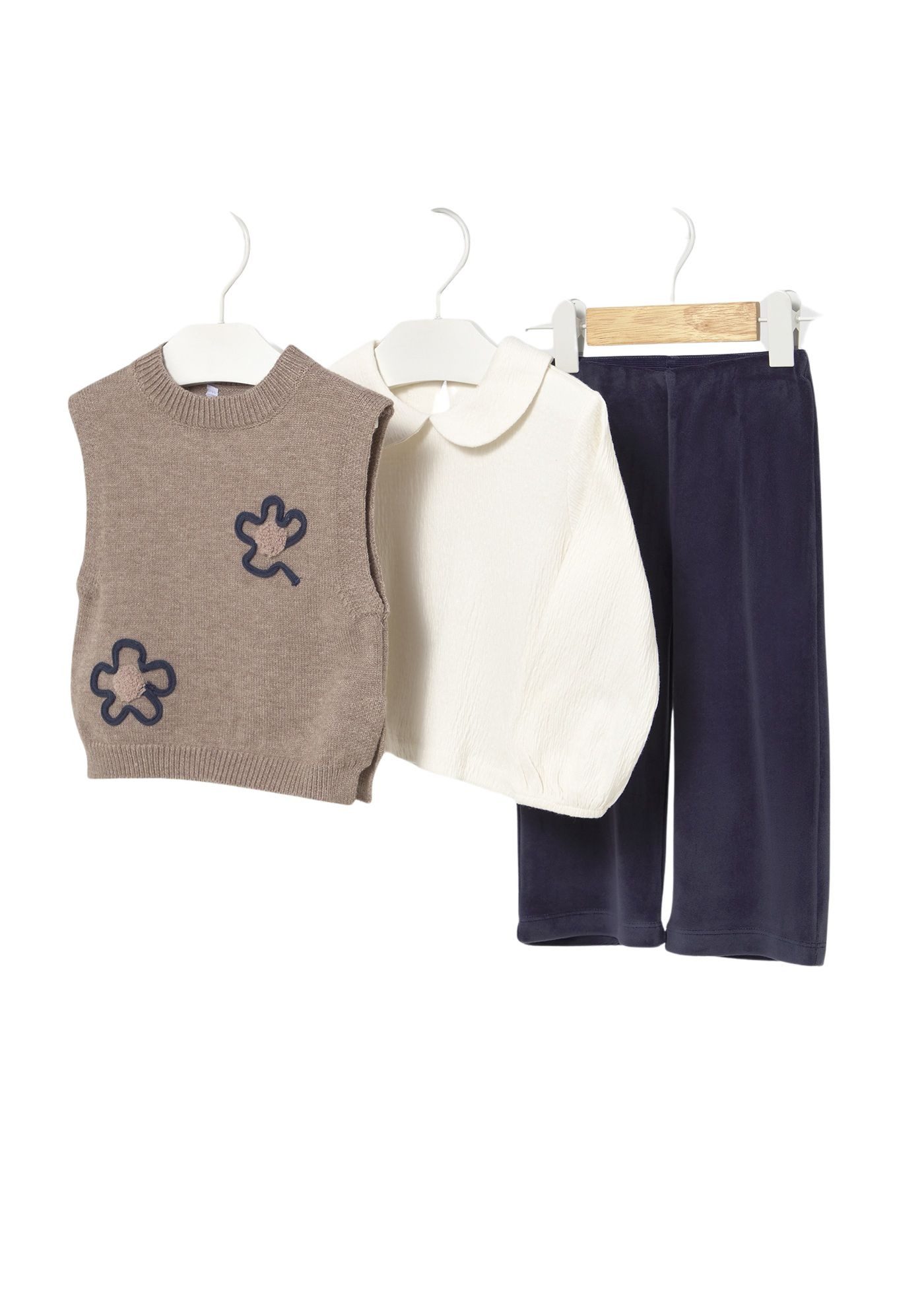 Mayoral Shirtbluse Set Bluse, Pullunder, Leggings