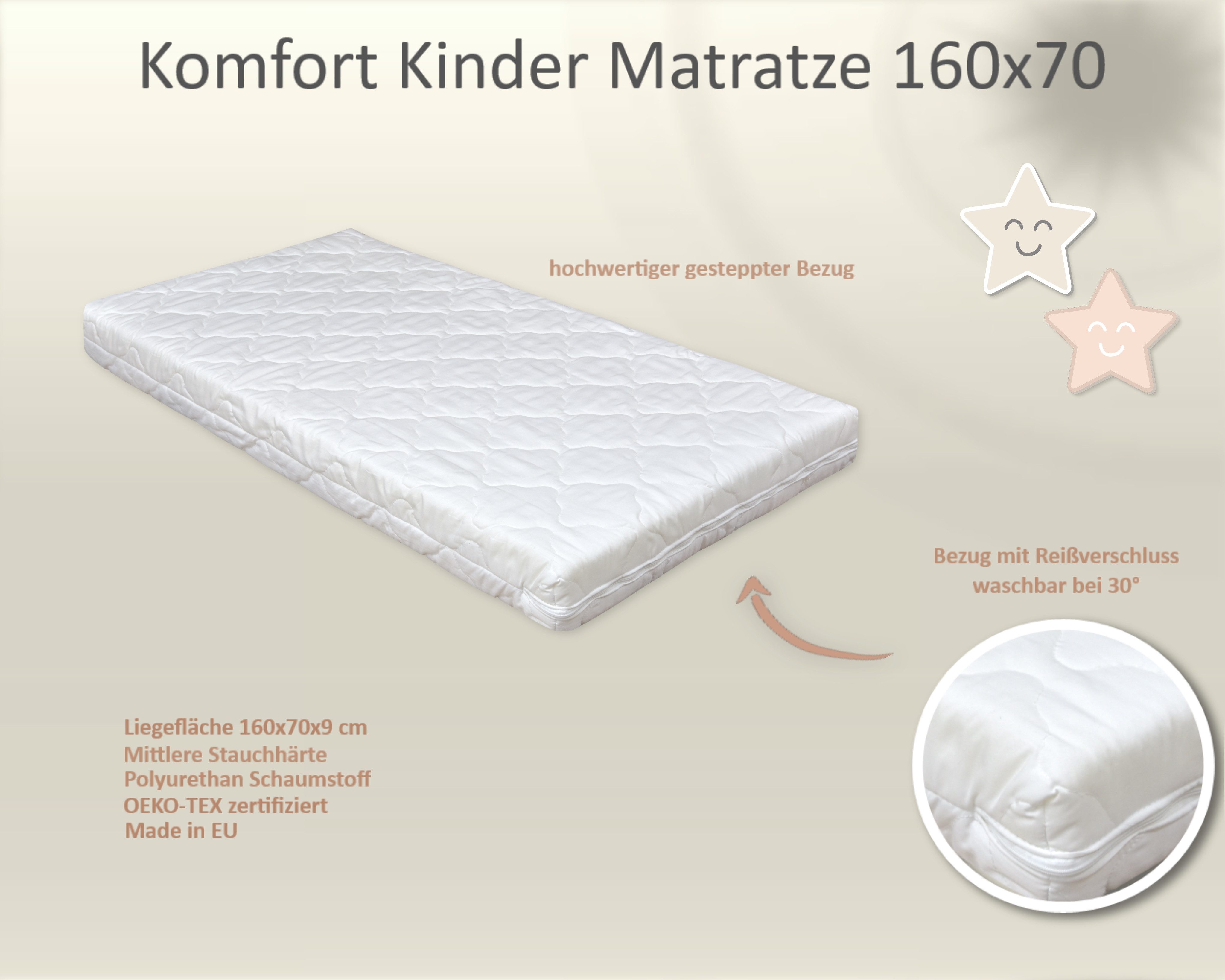 Kindermatratze Kindermatratze 160x70 cm, Baby-Delux, 9.00 cm hoch, Komfort günstig online kaufen