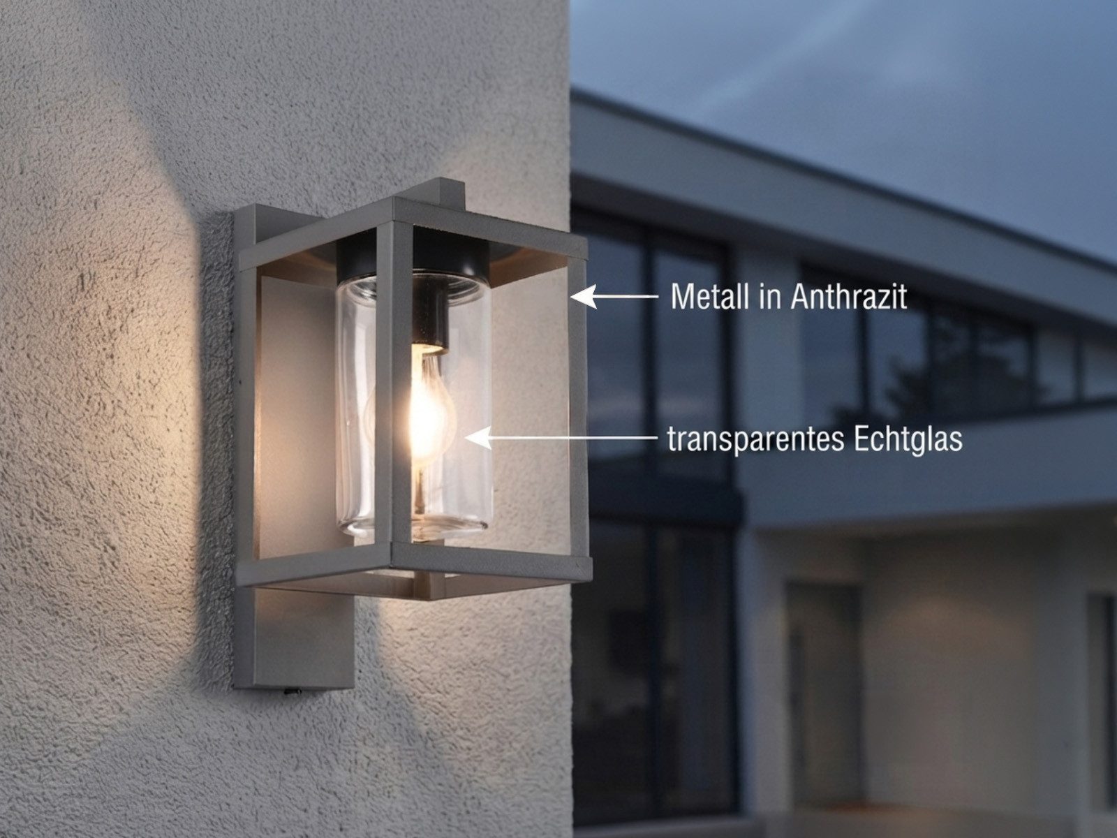 TRIO Leuchten LED Außen-Wandleuchte inkl. E27 LED, Höhe 33cm, Dämmerungssensor, LED wechselbar, warmweiß, Wand Außenleuchte, Fassadenbeleuchtung Hauswand Haustür, Wandlampe