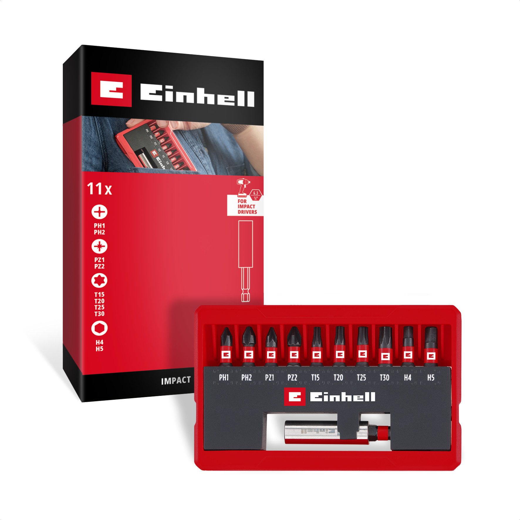 Einhell Bit-Set, 11-St., Original Einhell Impact-Bit-Set 11-tlg. (25-mm-Impact-Bits PH/PZ/T/H