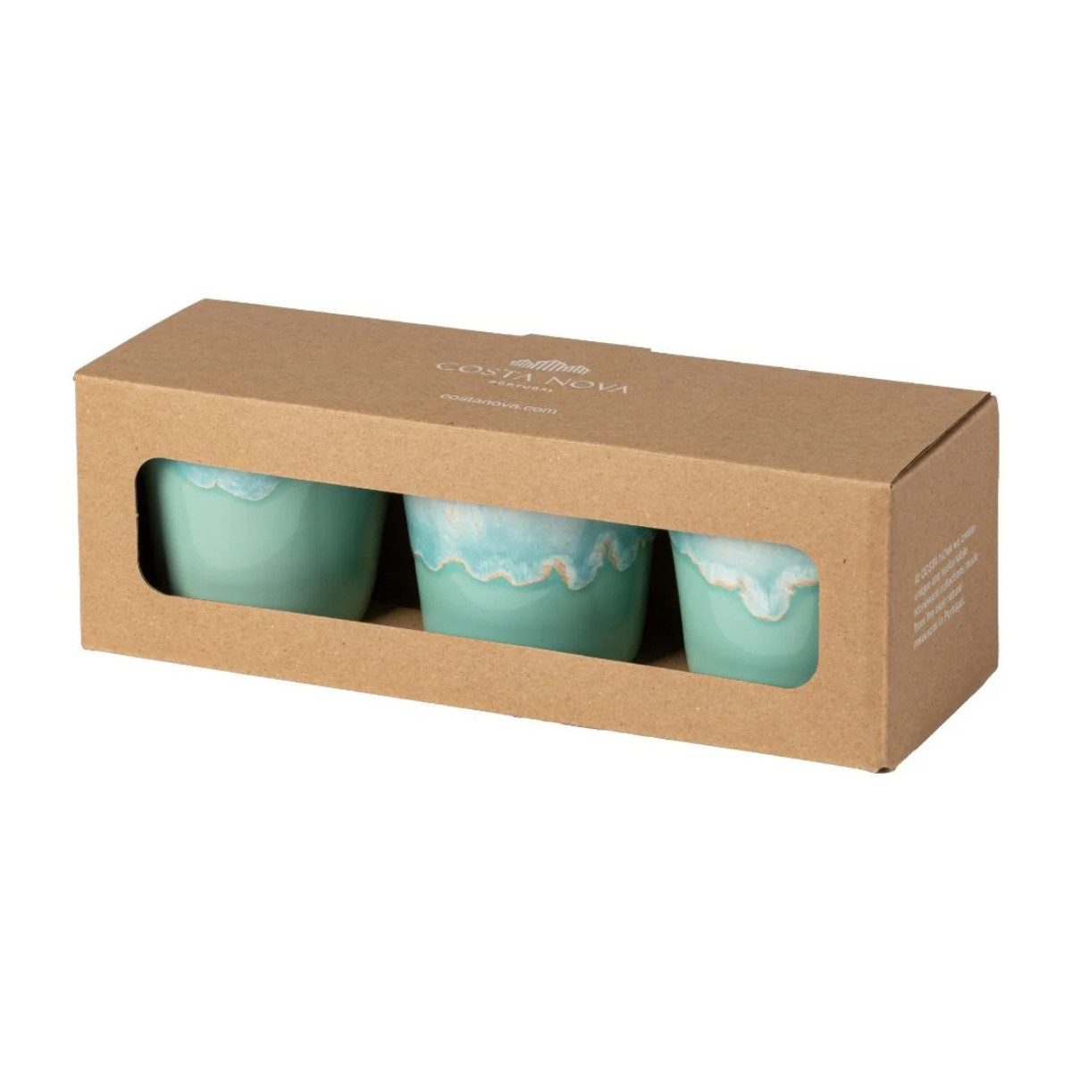 Costa Nova Tasse Grespresso Lungo Aqua, Geschenkbox, Costa Nova, 3-tlg., Keramik, 8 x 7,5 cm, 19 cl