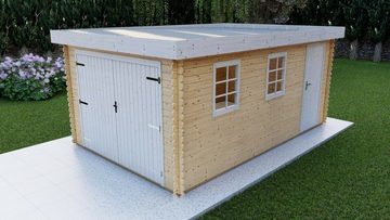 Finn Art Blockhaus Garage Holzgarage Schweden 51 mit Holztor natur, Einzelgarage aus Holz