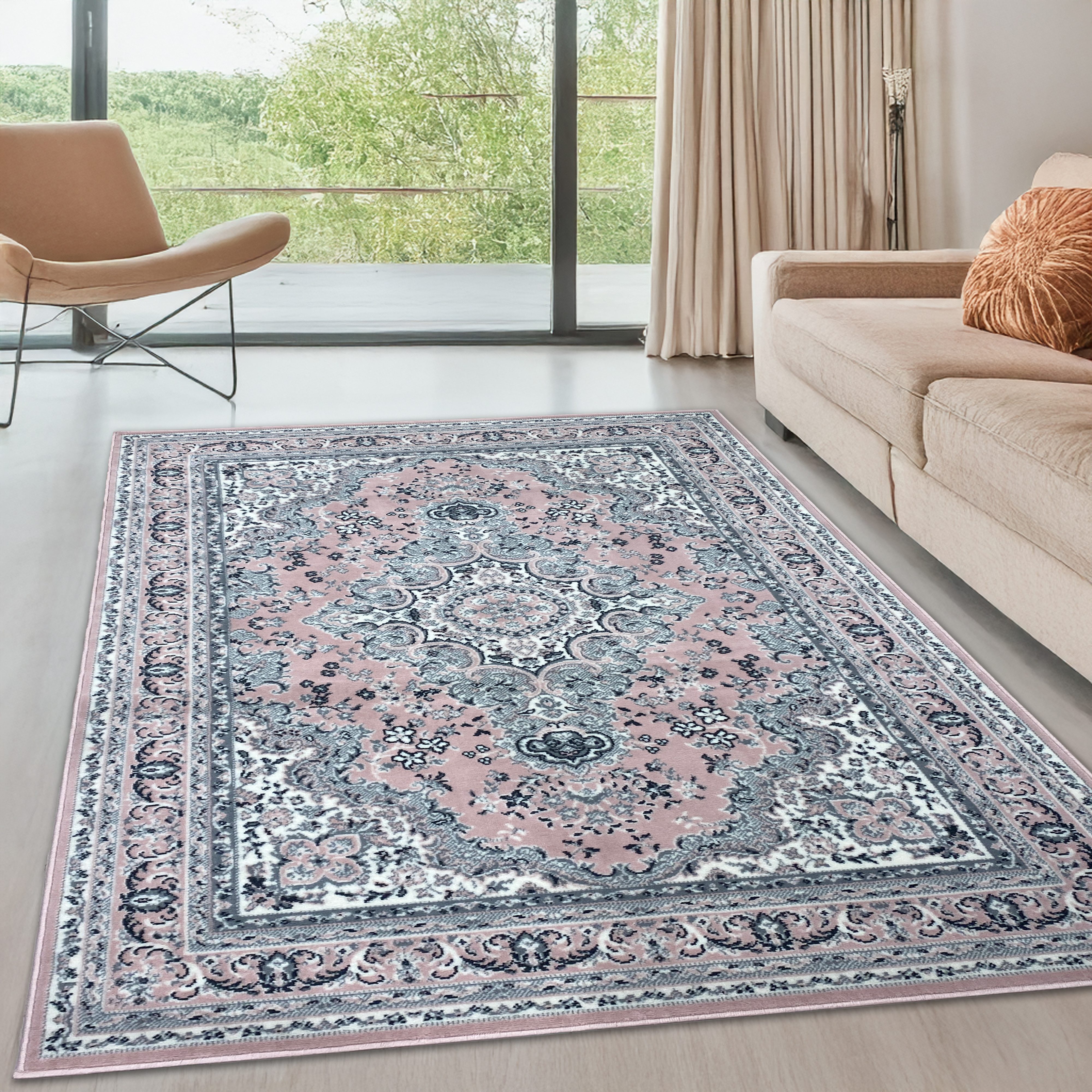 OTTO home Teppich Oriental, Made in Belgium, rechteckig, Höhe: 7 mm, Orient-Optik, mit Bordüre, Teppich, Kurzflor, Weich, Kundenliebling