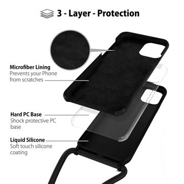 MyGadget Handyhülle Handykette für Apple iPhone 11, Gummiert 3 Layer Struktur Schutzhülle mit Soft Inlay & Hardcase