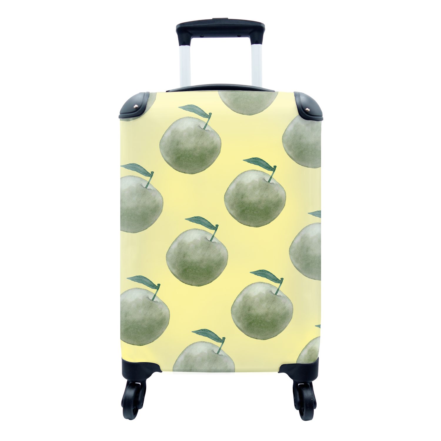 MuchoWow Handgepäckkoffer Äpfel - Grün - Gelb, 4 Rollen, Reisetasche mit rollen, Handgepäck für Ferien, Trolley, Reisekoffer