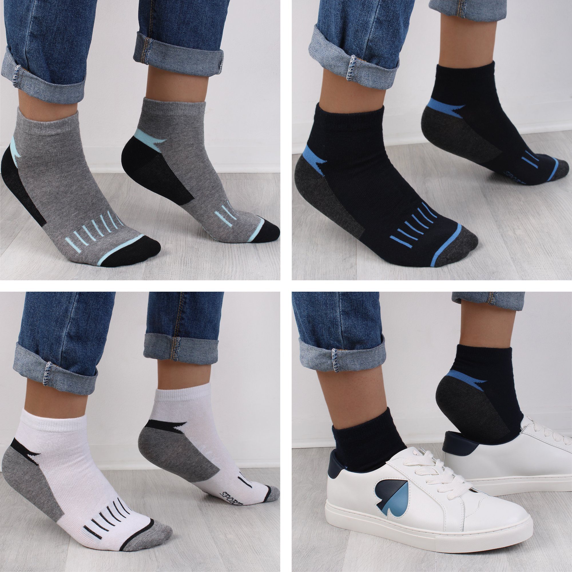 L&K Sneakersocken 92254-92241 (12er-Pack) Füßlinge Herren aus Baumwolle mit verschiedenen Motiven – Bild 5 von 5
