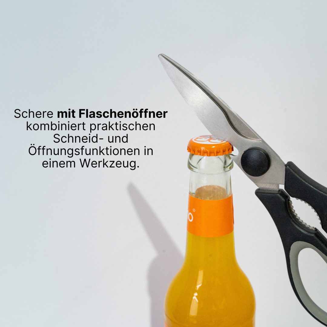 LIVINA HOME Haushaltsschere Multifunktions-Küchenschere aus Edelstahl, Schwarz, (1-tlg), Universalschere, Allzweckschere, Küchenschere mit Öffner – Bild 3 von 5