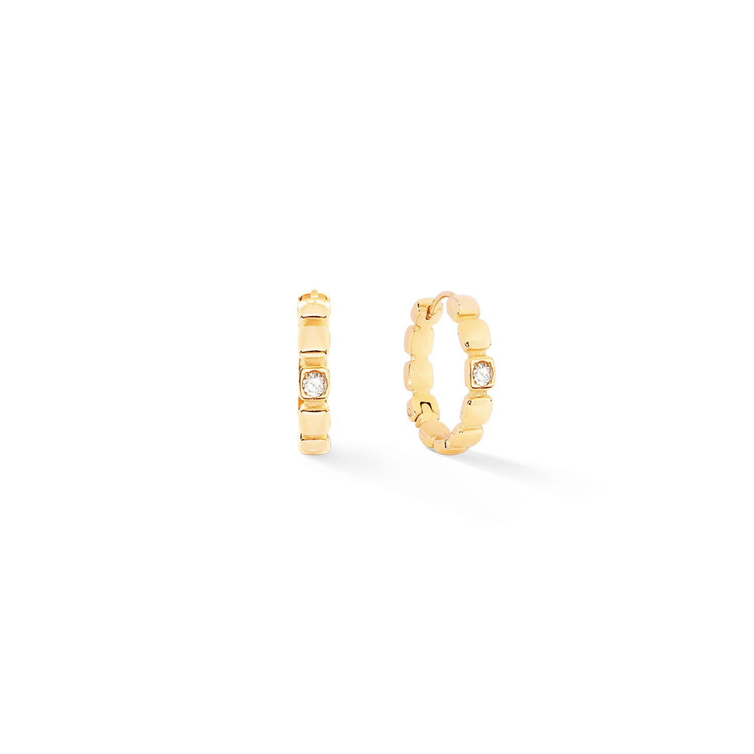 COEUR DE LION Paar Creolen Schmuck Geschenk Edelstahl Ohrringe Soft Cube Circle Glow Würfelkette, mit Zirkonia (synth)