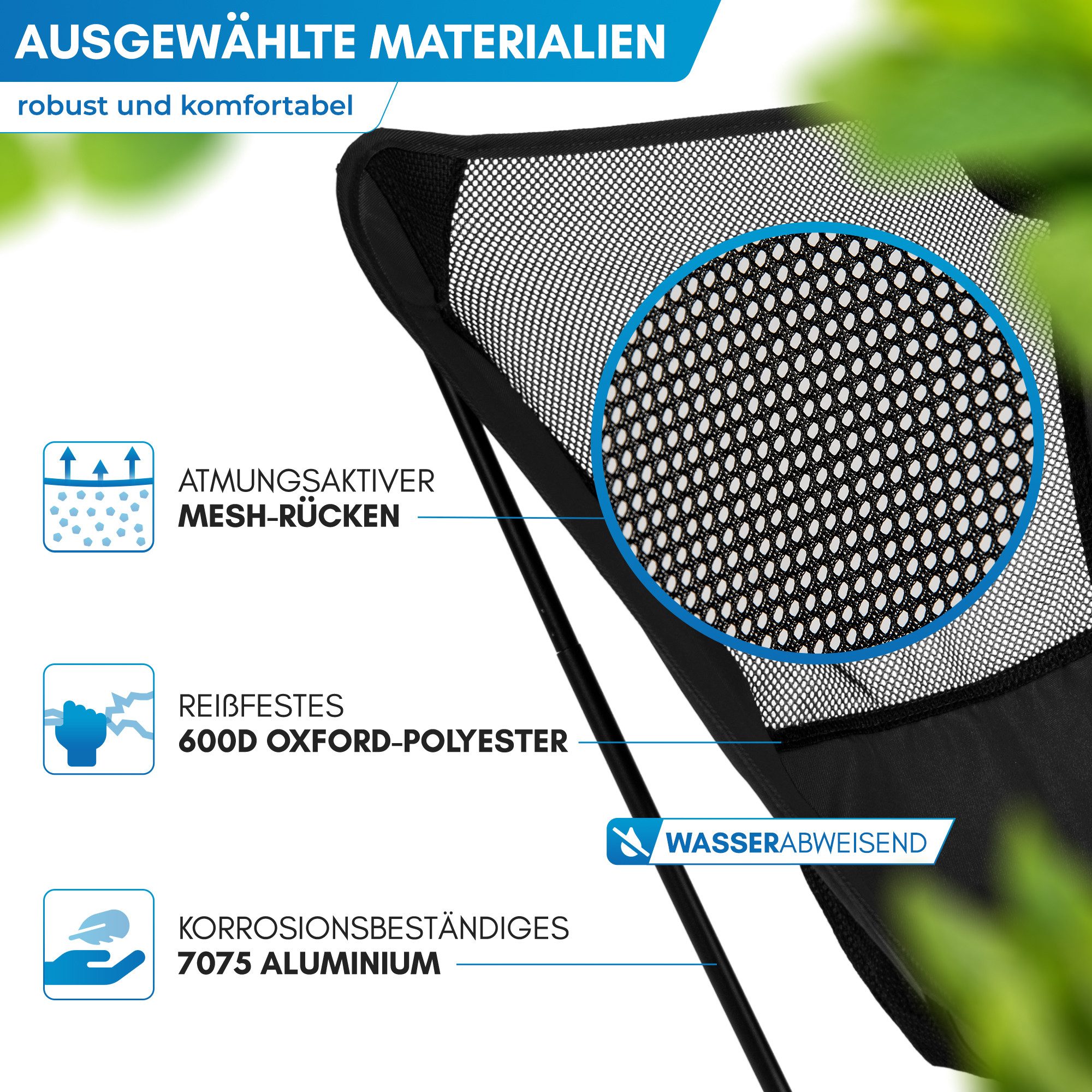 Nordmut Campingstuhl faltbar ultraleicht, klappbar leicht, Camping Outdoor, Angeln (Spar-Set, 1 St), kleines Packmaß, 140 kg belastbar, Aluminium, bequem, Trekking, Strand