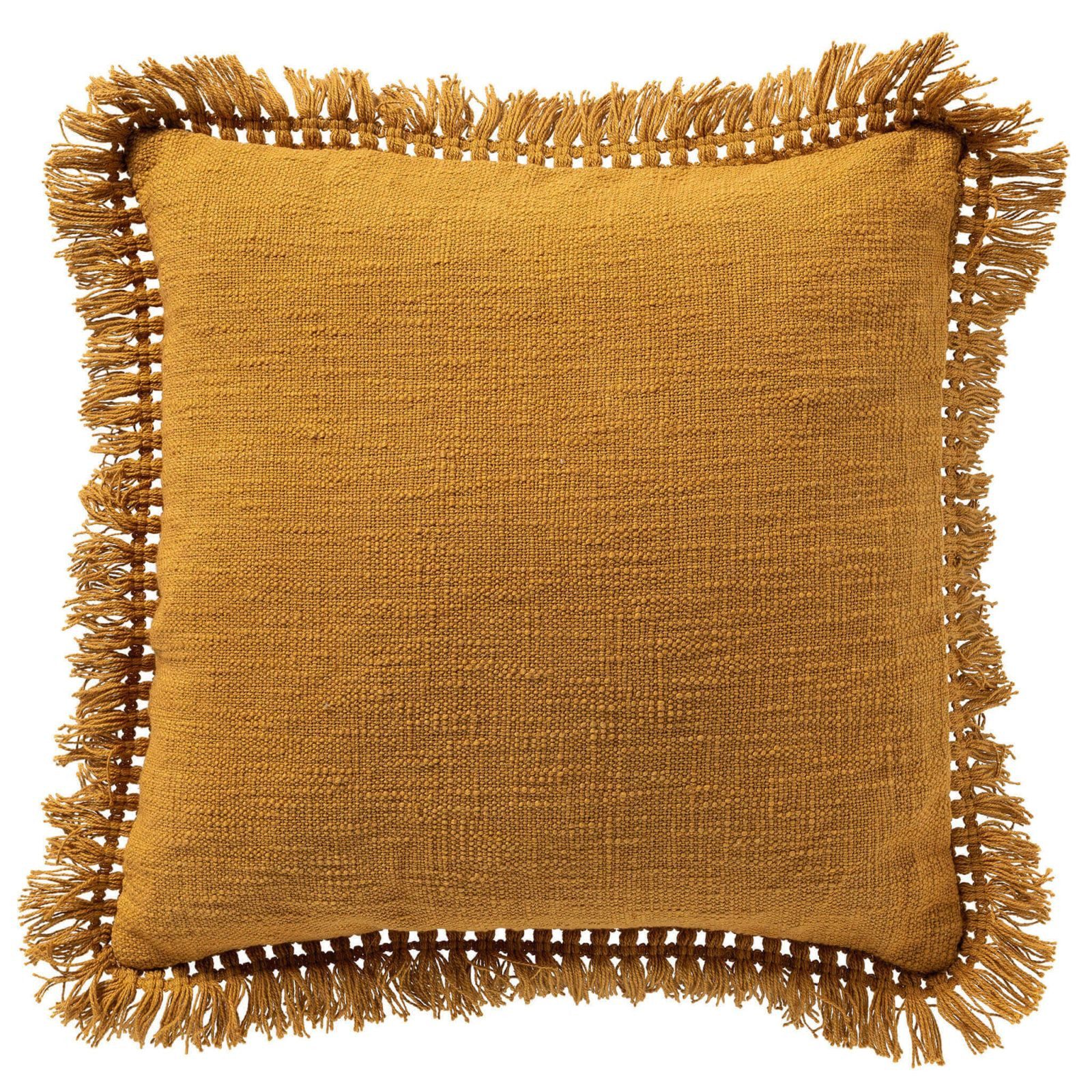 Dutch Decor Kissenhülle Uni 'Jonna' 45 x 45 cm, Mit Fransen