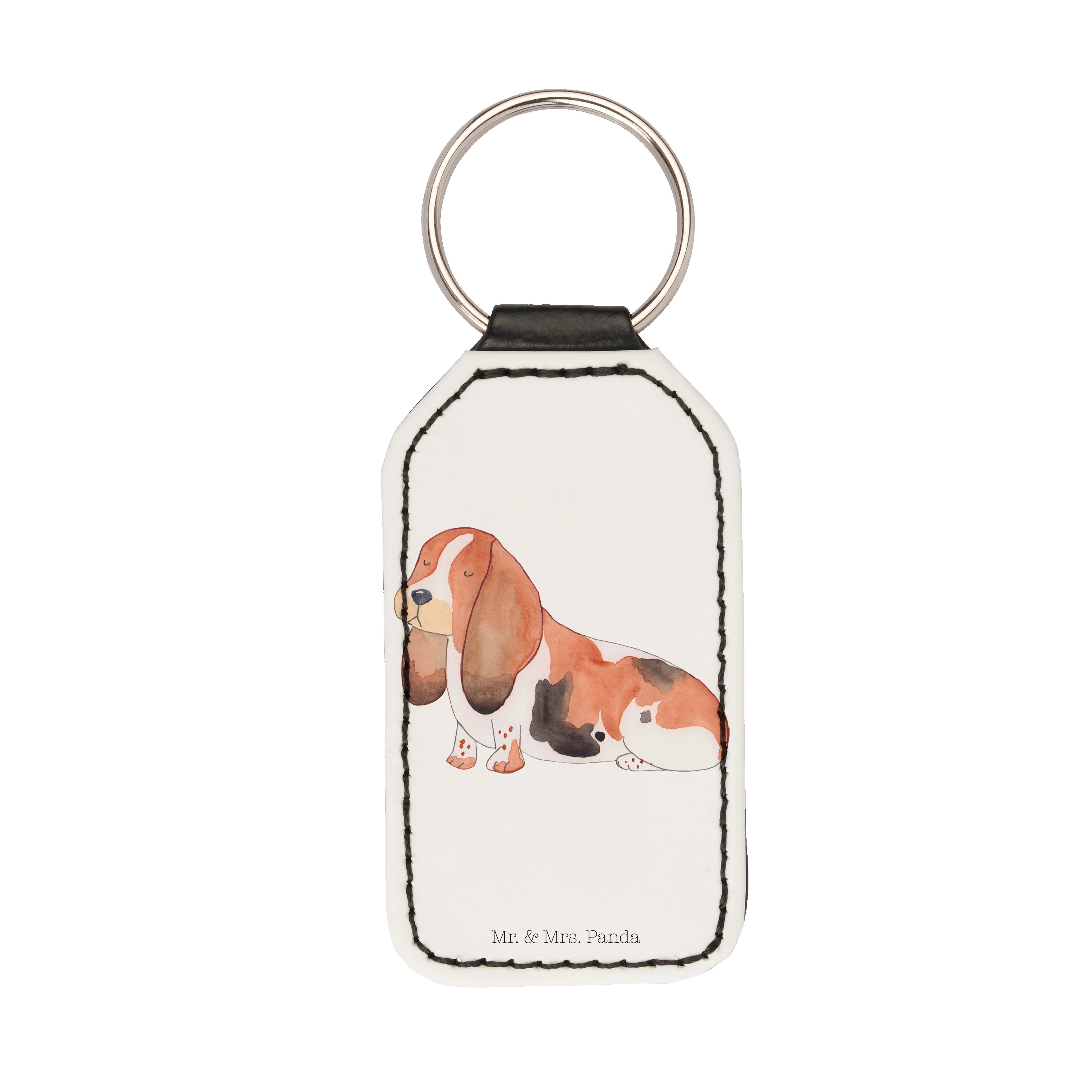 Mr. & Mrs. Panda Schlüsselanhänger Hund Basset Hound - Weiß - Geschenk, Hundeliebe, Anhänger, Wauwau, Hu (1-tlg)